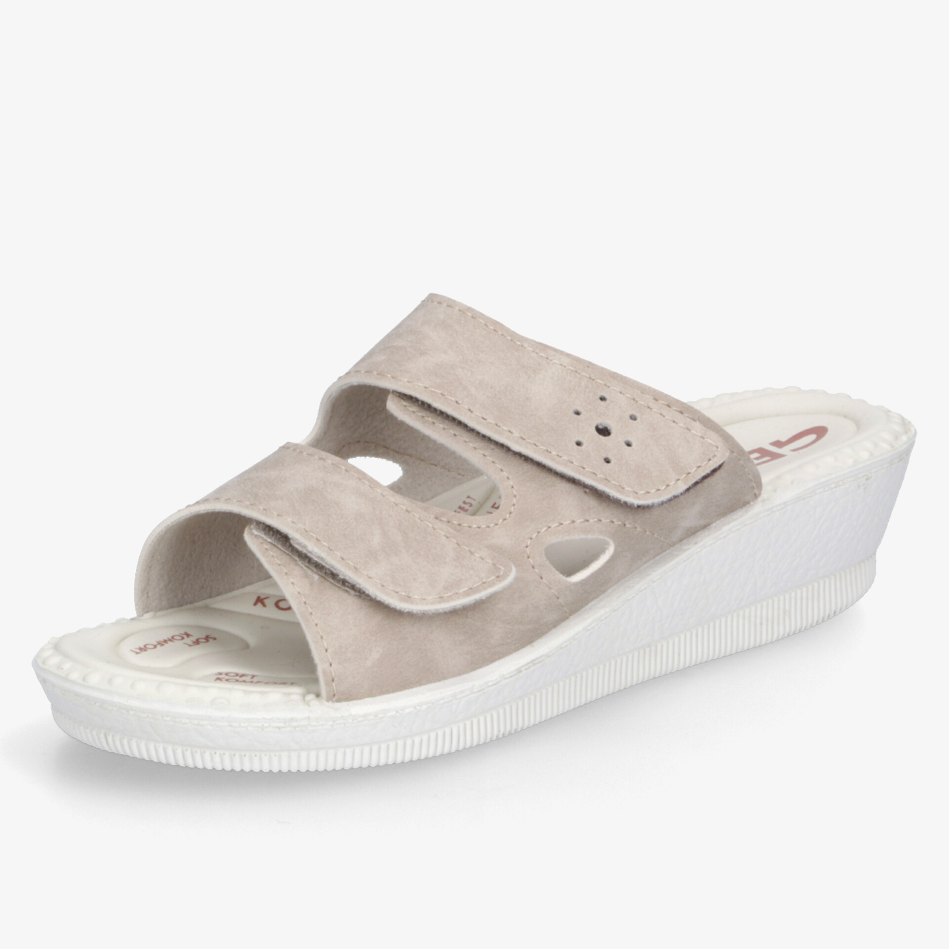Bequeme Sandale mit verstellbaren Klettverschlüssen und leichtem Keilabsatz für optimalen Tragekomfort
