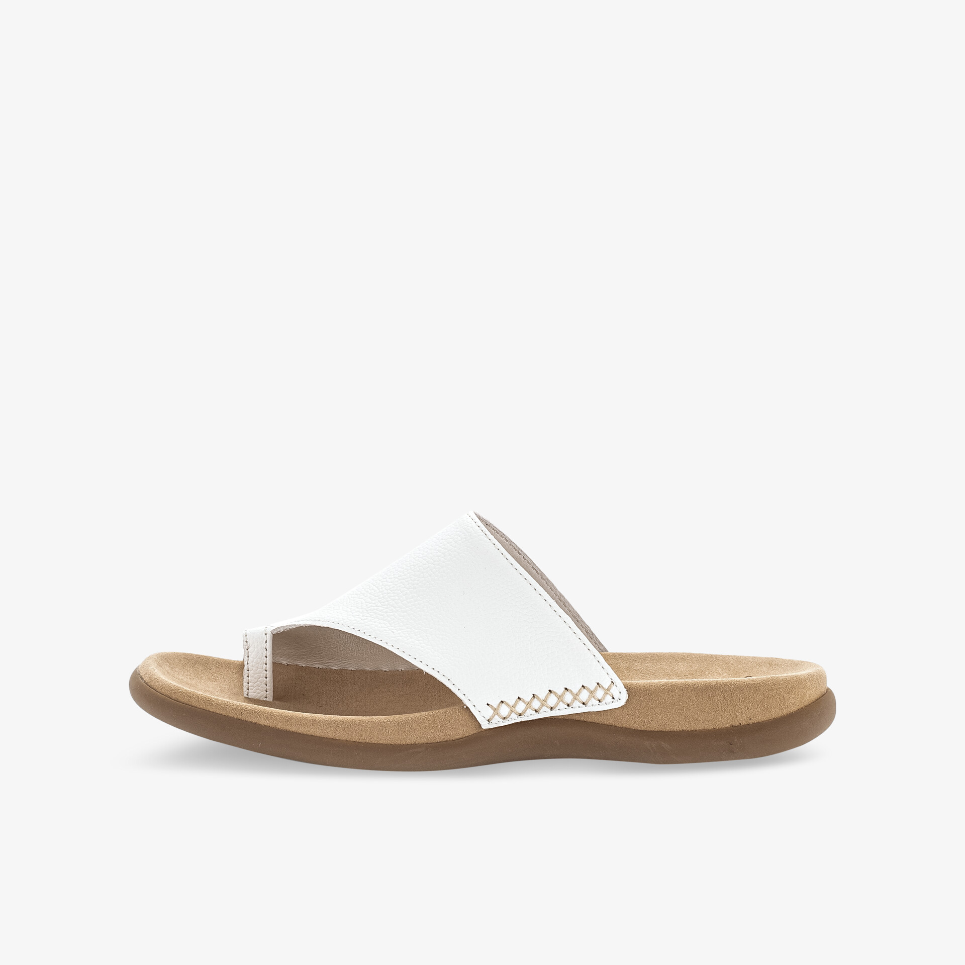 Bequeme weiße Sandale mit rutschfester Sohle und stylischem Design, ideal für den Alltag und sommerliche Outfits.