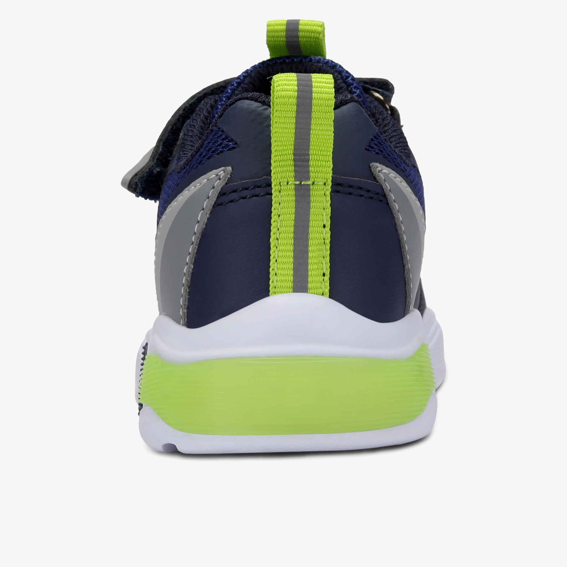 Hintere Ansicht des Schuhs mit detailreicher Verarbeitung und rutschfester, stabiler Sohle