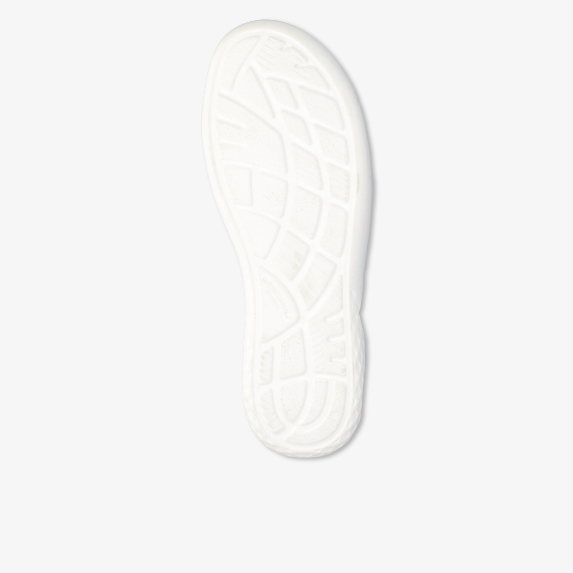 Weiße flexible und rutschfeste Schuhsohle mit gutem Profil für optimalen Halt und Komfort
