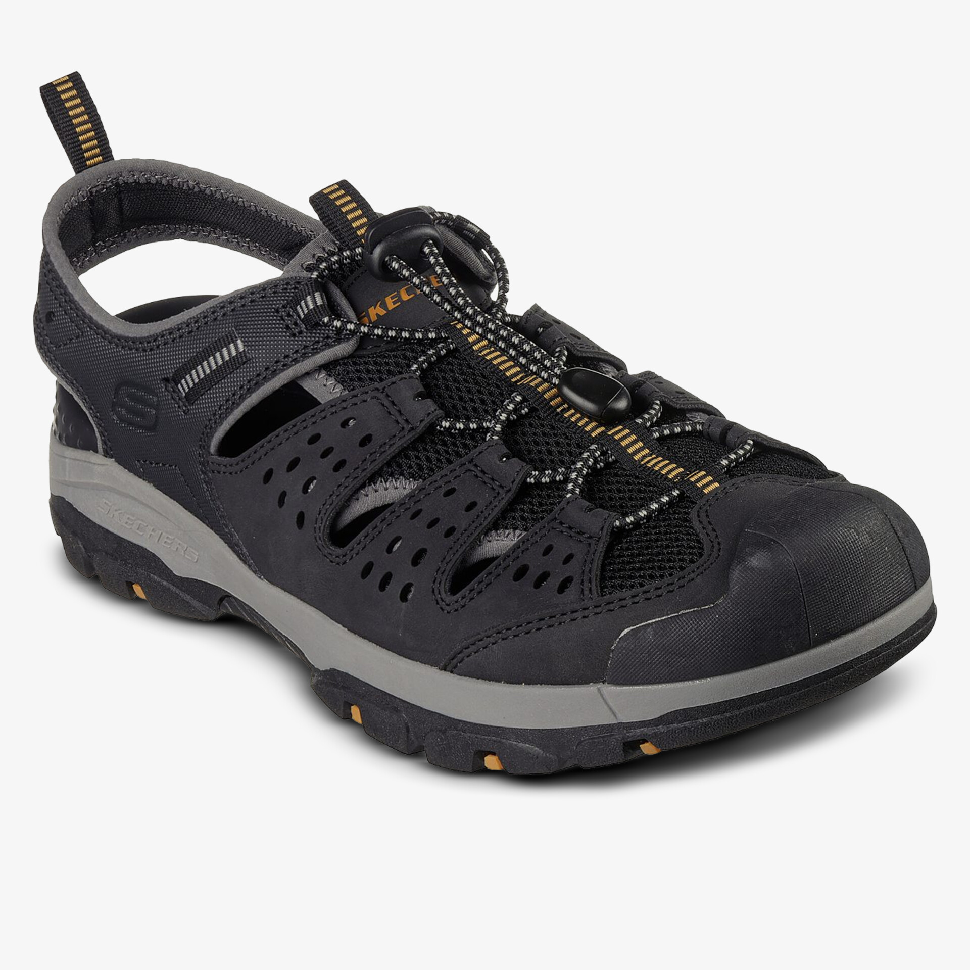 Schwarzgraue Trekkingsandale mit gepolsterter Sohle und robustem Design