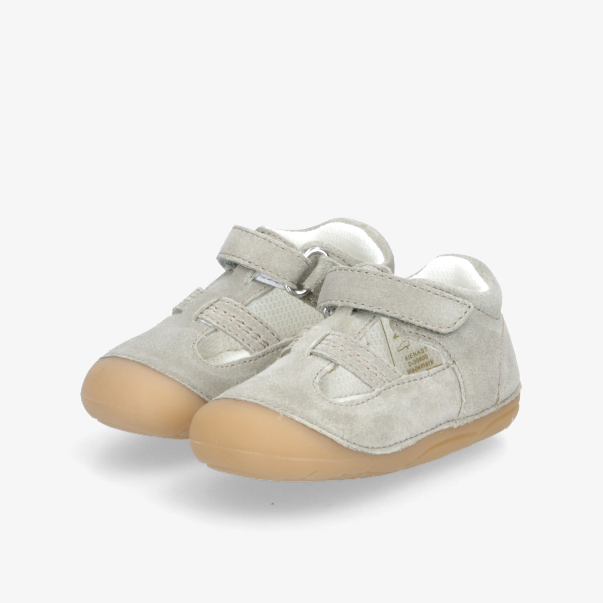 Graue Kinderschuhe mit flexiblem Klettverschluss, bequemer Passform und rutschfester Sohle für optimalen Tragekomfort