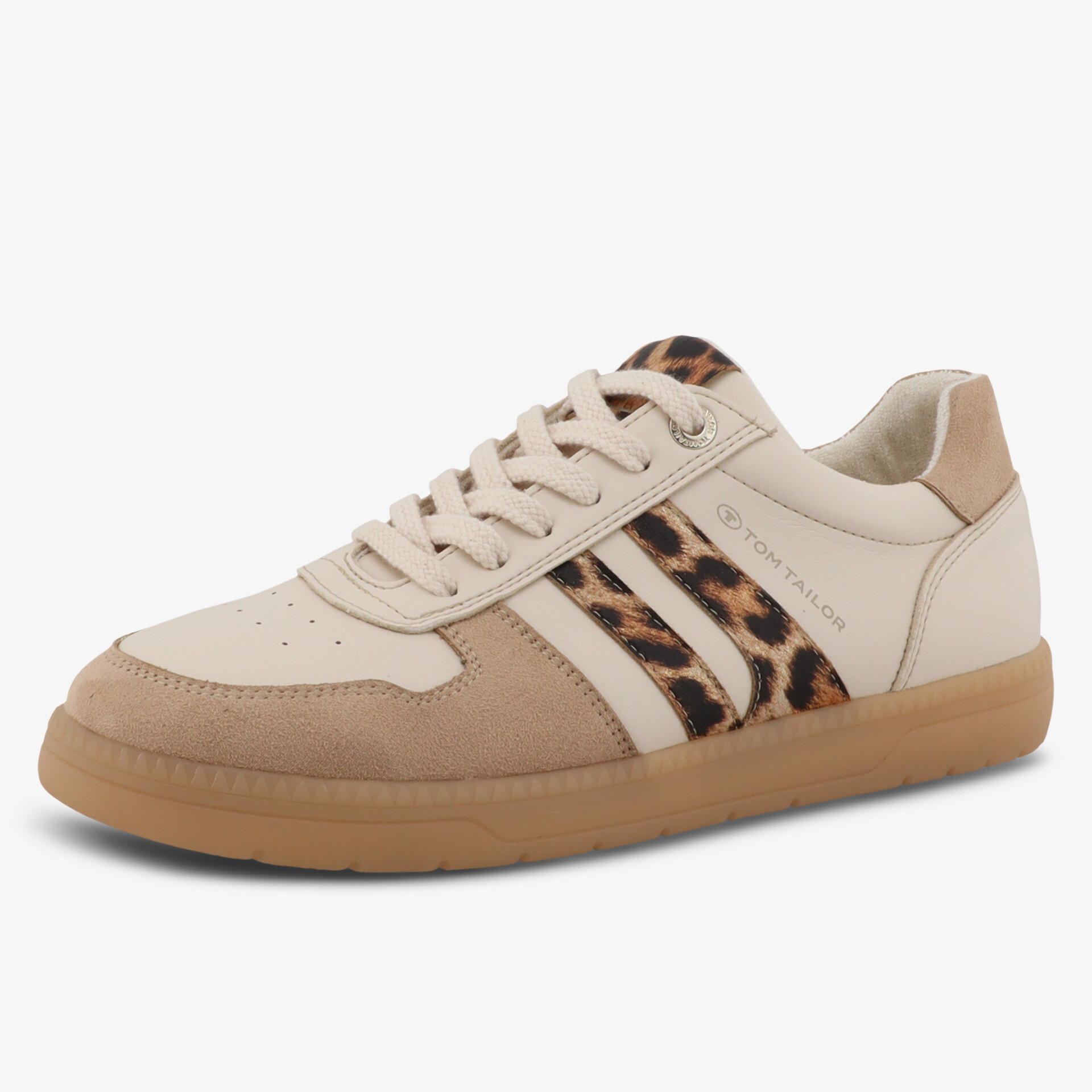 Bequemer Sneaker mit dezentem Leopardenmuster und leichter, rutschfester Sohle in neutralen Naturtönen