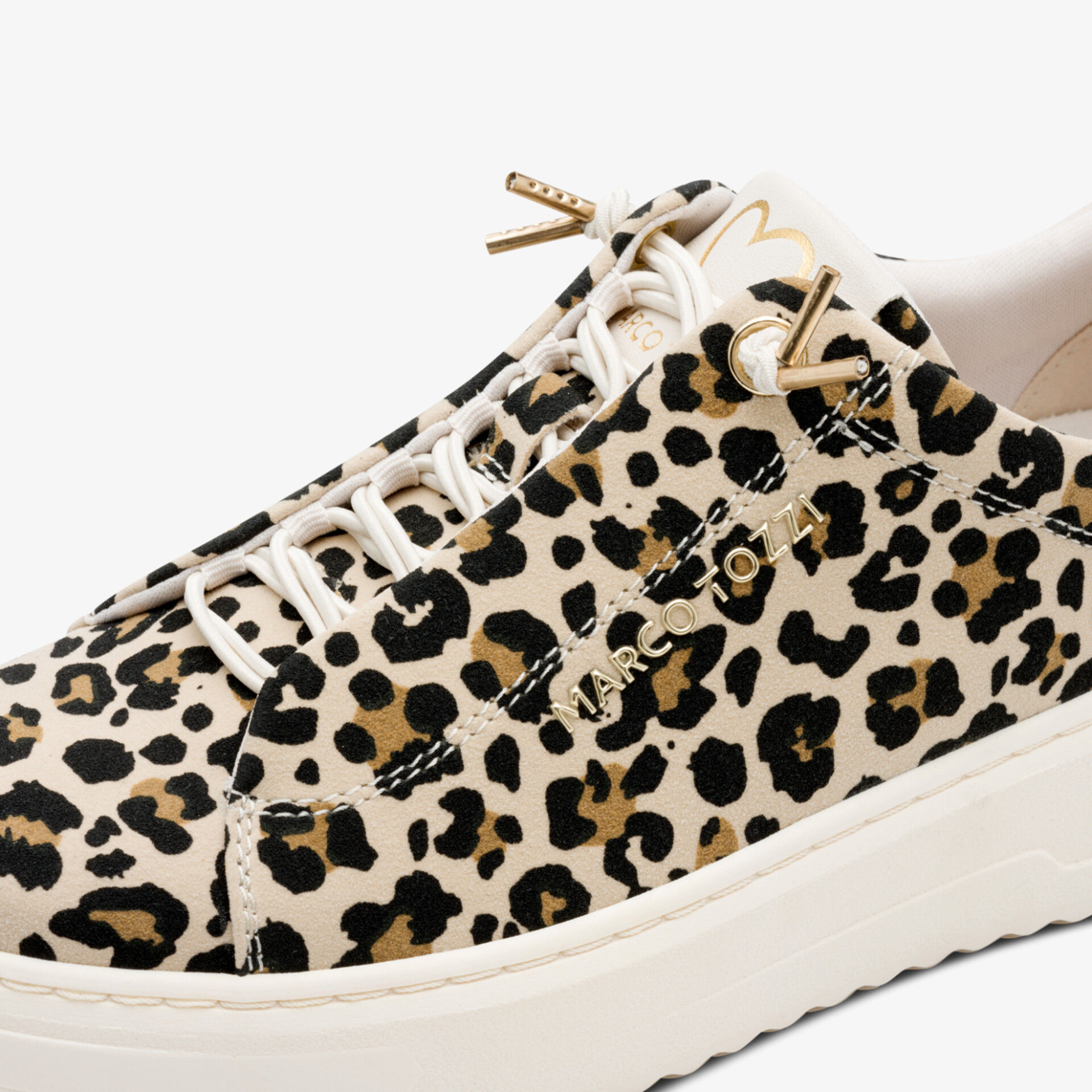 Schicker Schnürschuh mit auffälligem Leopardenmuster und komfortabler weißer Sohle