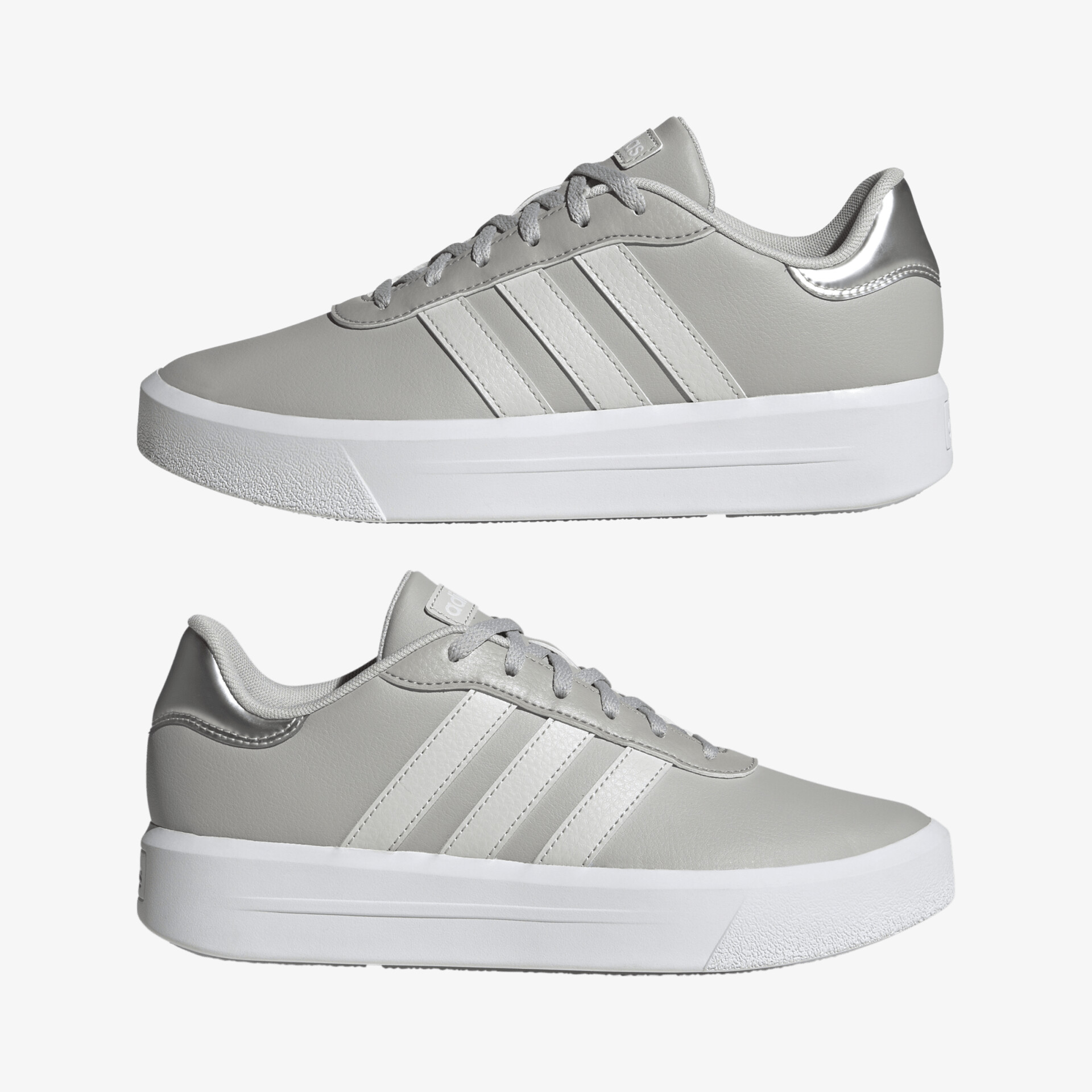 Stilvolle graue Sneakers mit weißer Sohle und dezenten Streifen für vielseitigen Einsatz und optimalen Komfort.