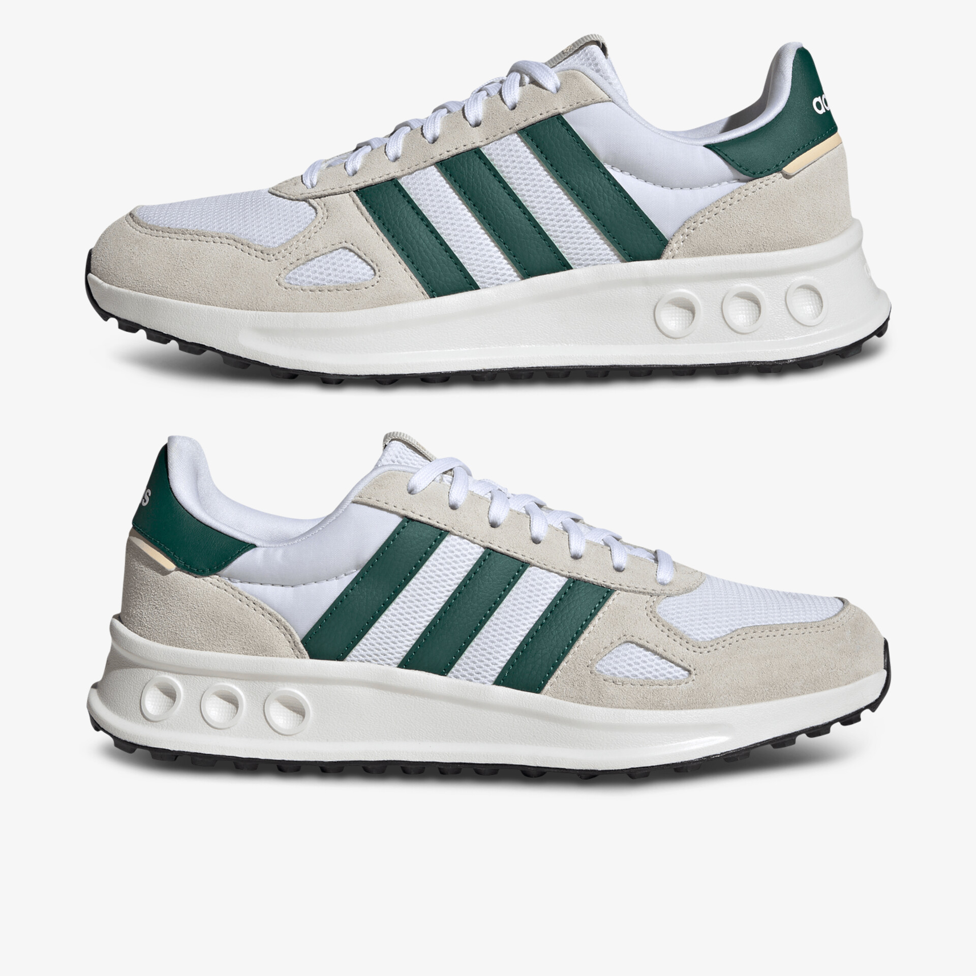 Seitliche Ansicht leichter Sneaker mit atmungsaktivem Material und sportlichem Design in neutralen Farben