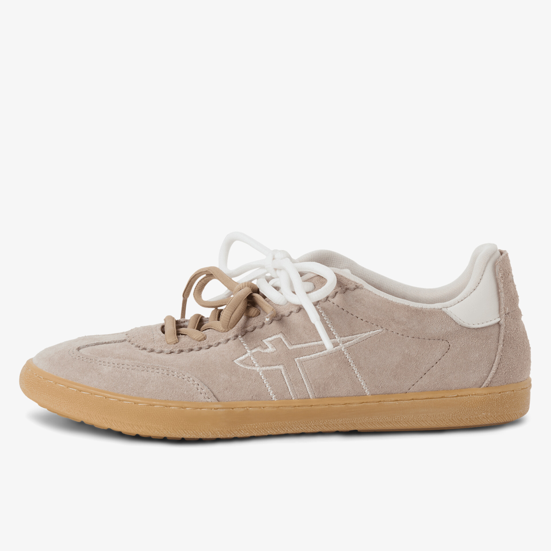 seitliche Ansicht leichter Sneaker aus weichem Wildleder mit flexibler Sohle und sportlichem Design