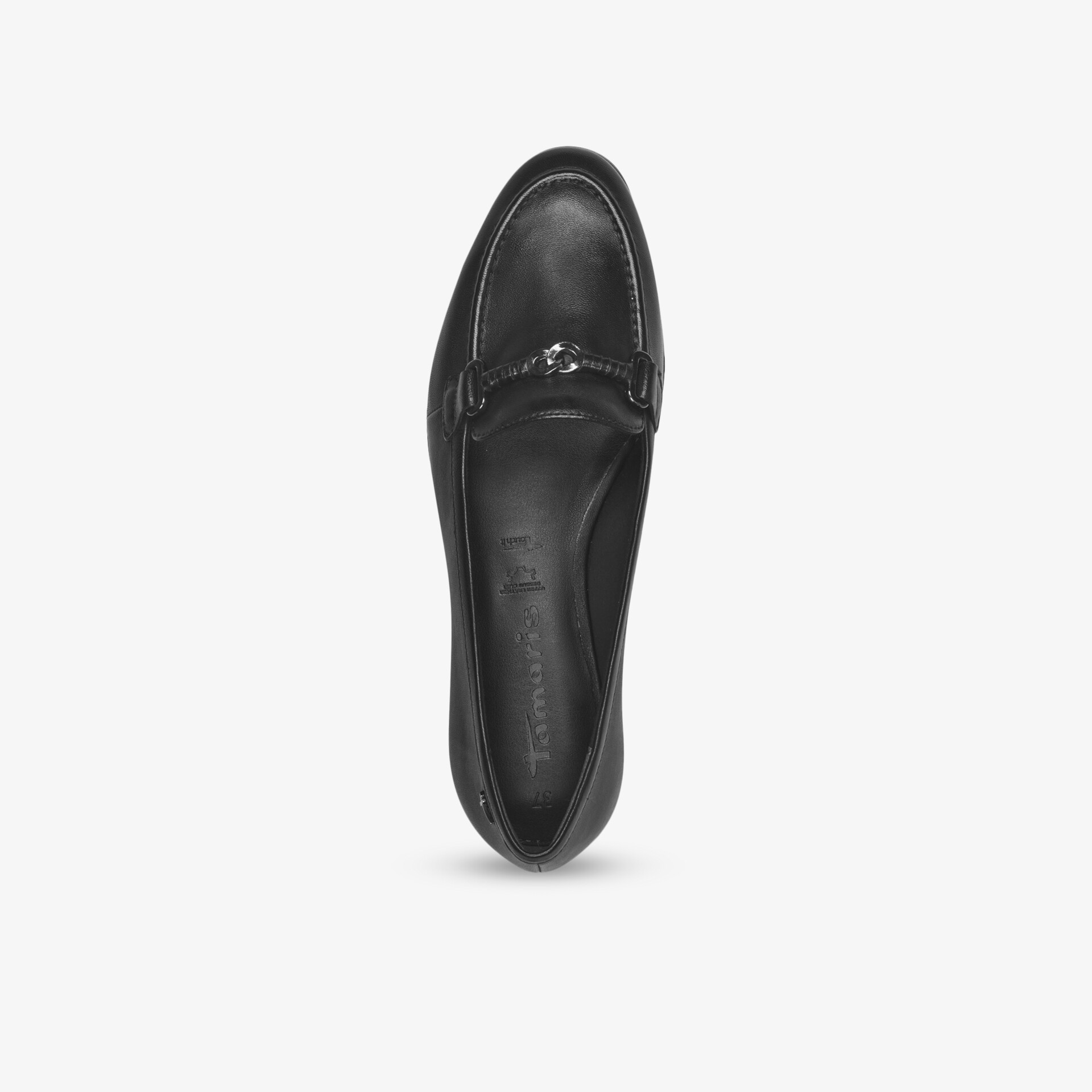 Eleganter grauer Loafer-Schuh in Draufsicht mit klassischem Design und bequemer Passform
