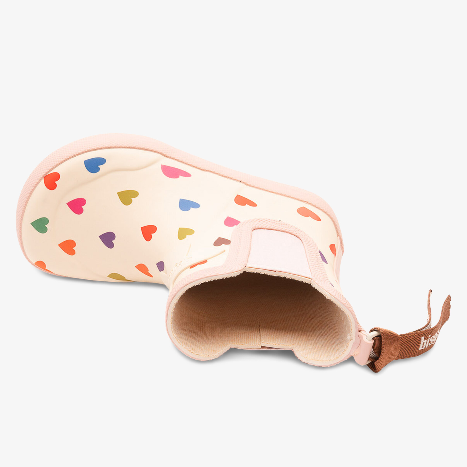 Bunter Gummistiefel mit Herzmotiv, ideal für regnerische Tage und aktiven Outdoor-Spaß.