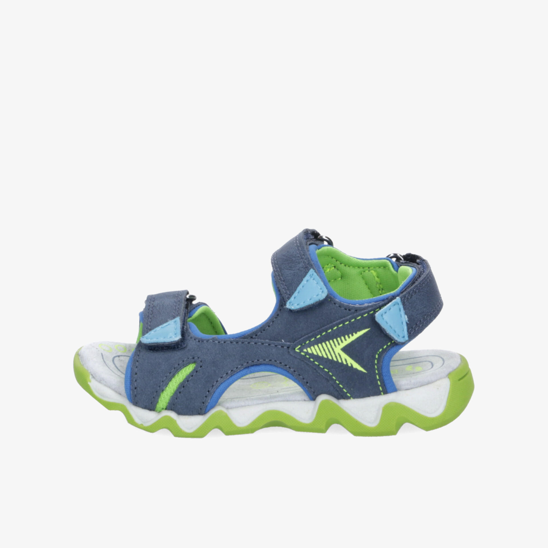 Sportliche Sandale mit verstellbaren Klettverschlüssen und rutschfester, gepolsterter Sohle in Blau und Grün