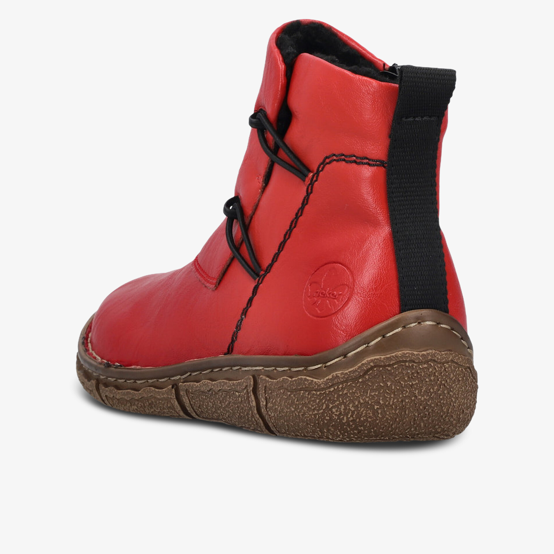 rote robuste Stiefelette mit flexibler rutschfester Sohle und bequemem Schnitt für Alltag und Mode