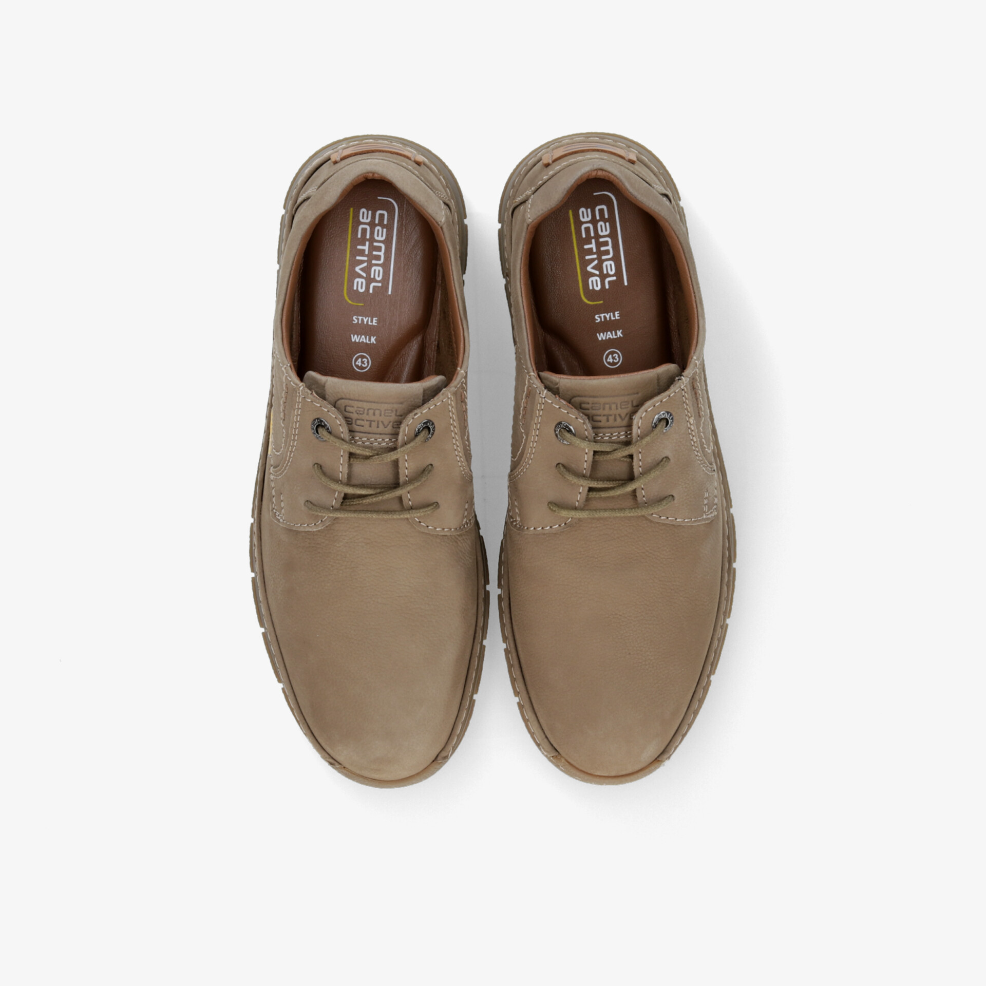 Beige Freizeitschuhe im Paar, komfortabel und leicht, mit Schnürung, ideale lässige Schuhe für Alltag
