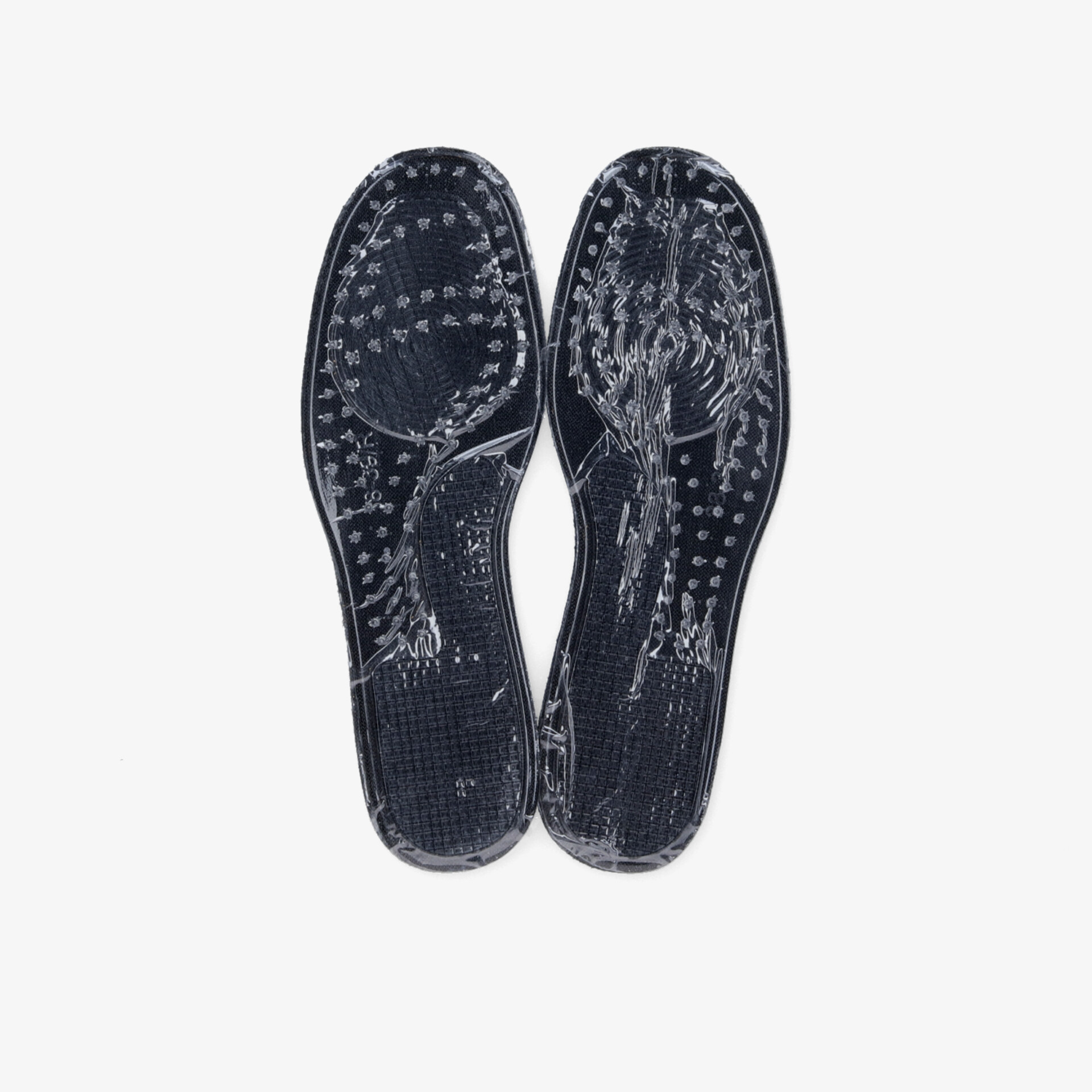 Schwarze ergonomische Einlegesohlen mit rutschfester Oberfläche für optimalen Komfort und Fußunterstützung