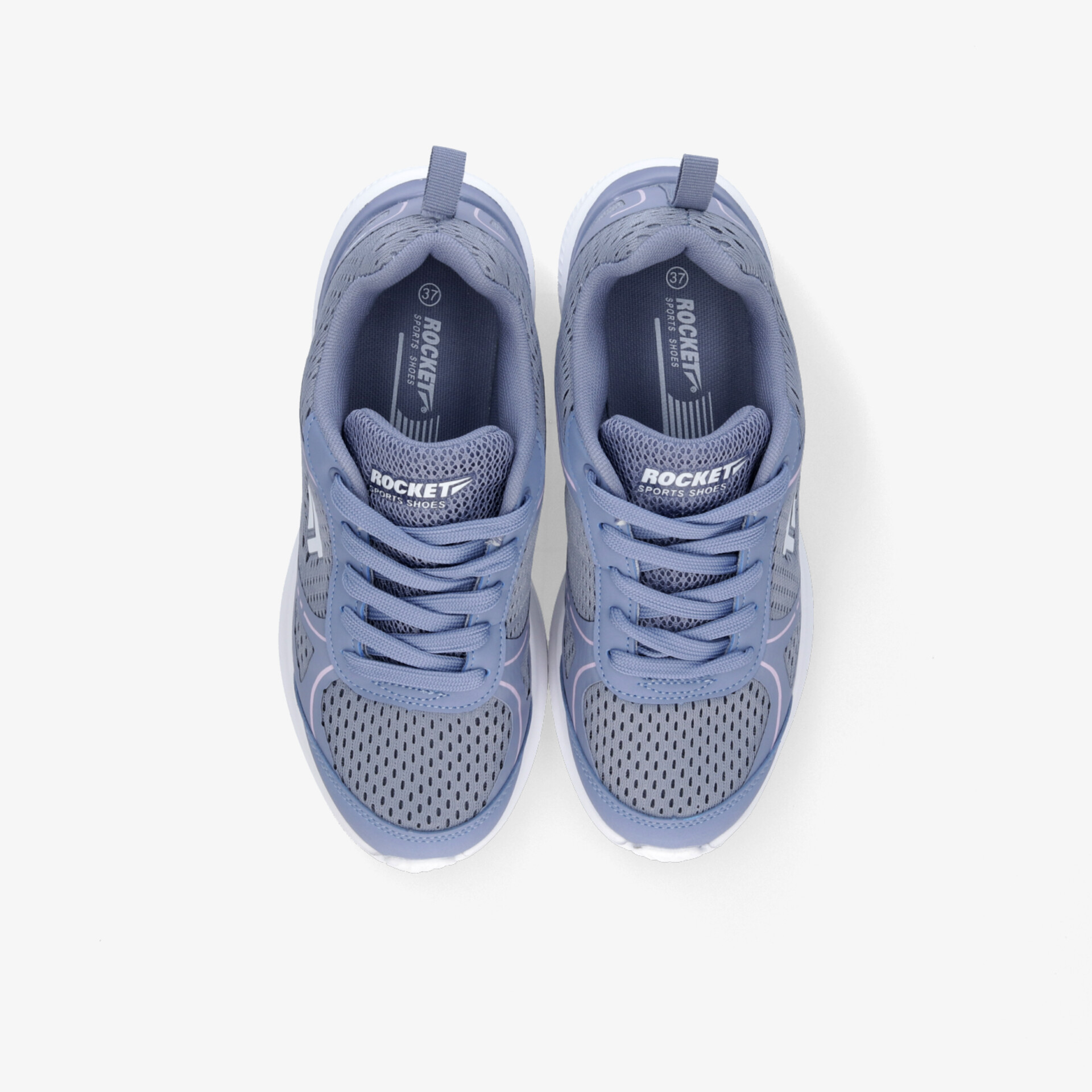 Leichte und komfortable Sportschuhe in lila mit atmungsaktivem Obermaterial und gepolstertem Schaft, Paar von oben