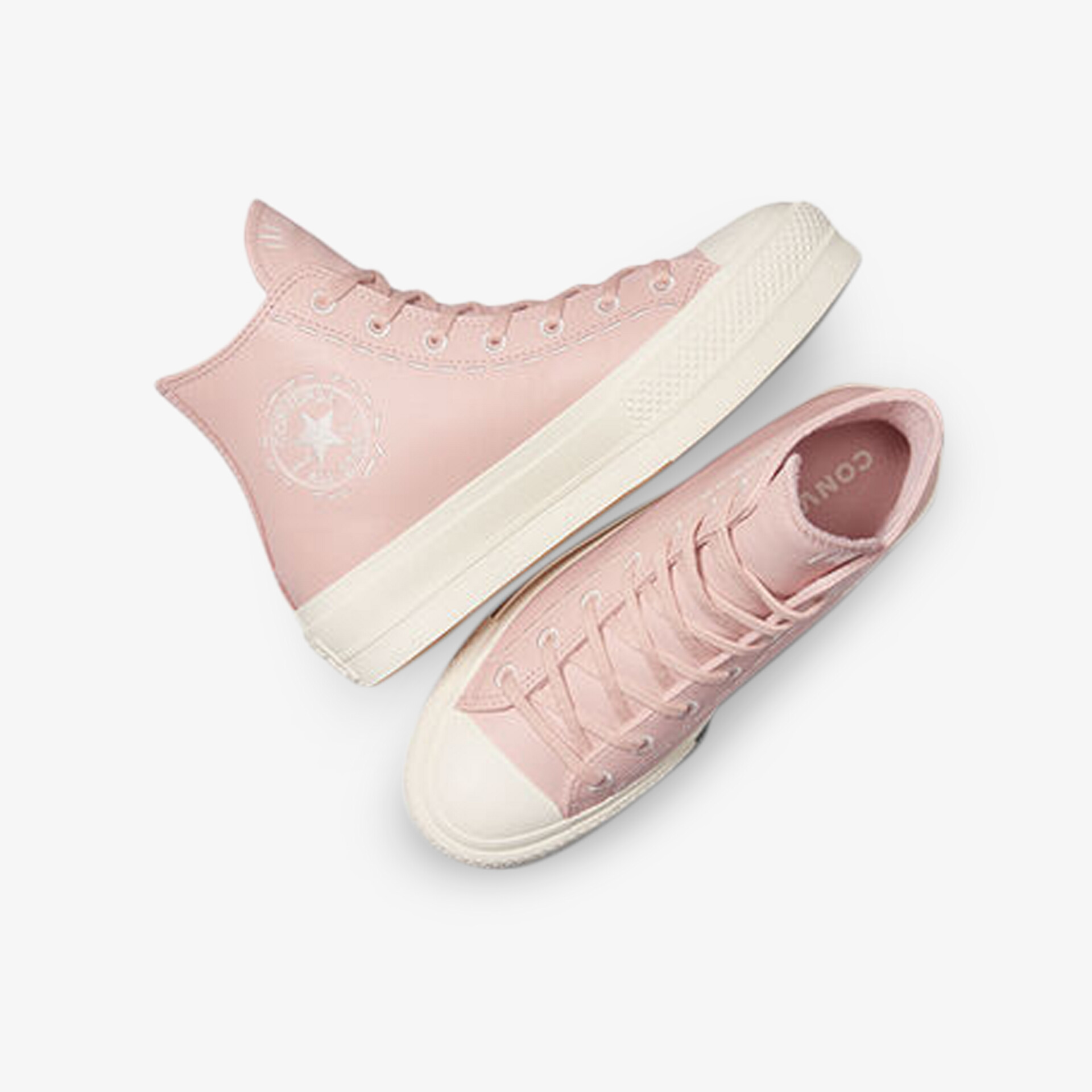 Rosa High-Top Sneaker im Paar mit rutschfester Sohle und modischem Design von oben sichtbar