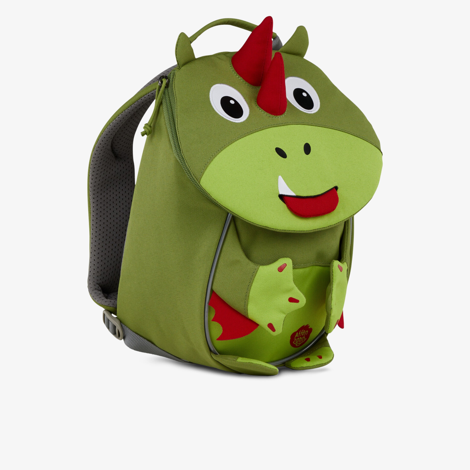 Grüner Kinderrucksack mit Dinosaurier-Motiv, gepolstertem Rücken und robustem Material für den täglichen Gebrauch