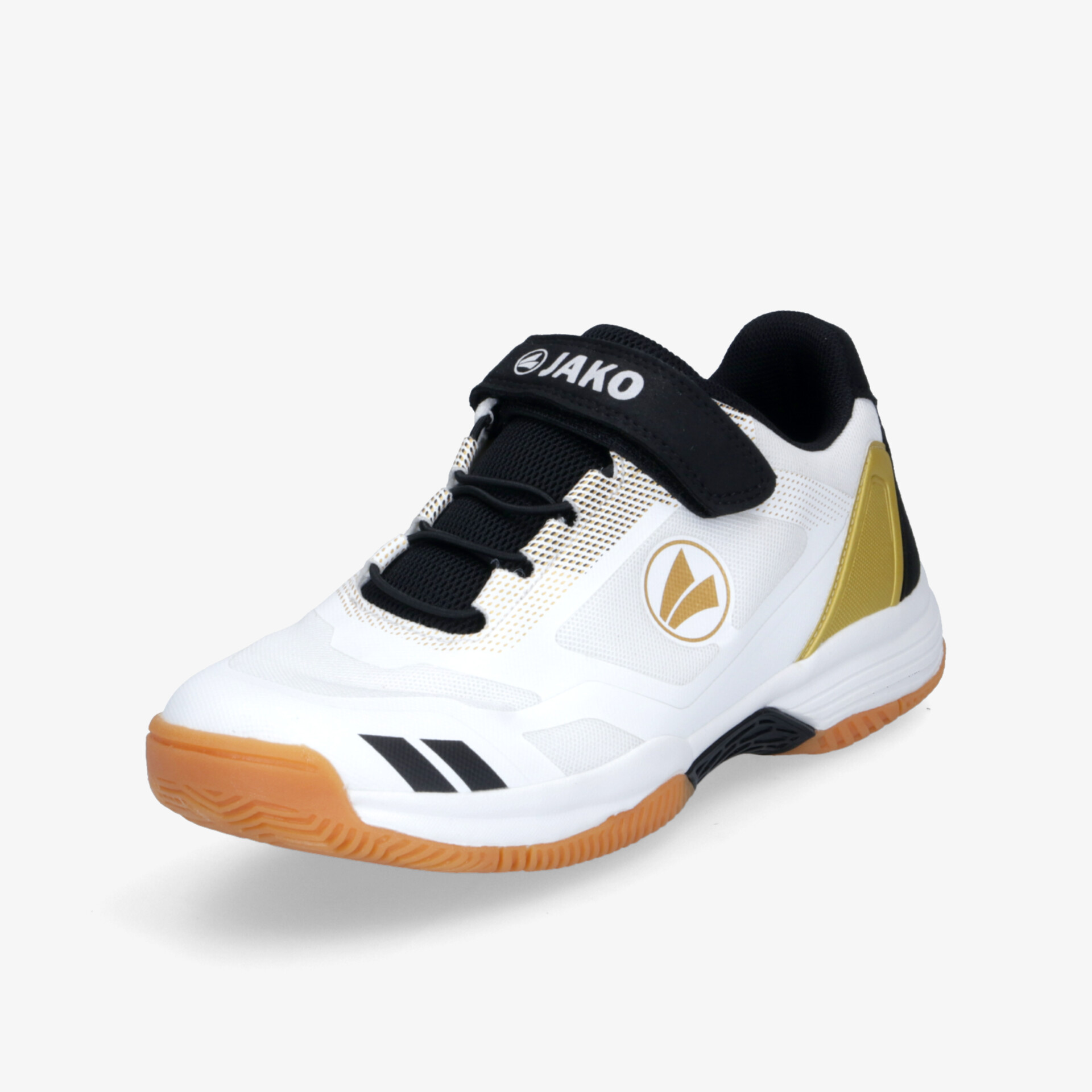 Sportlicher weißer Schuh mit rutschfester Sohle und schnellem Verschluss, bequeme und stabile Passform