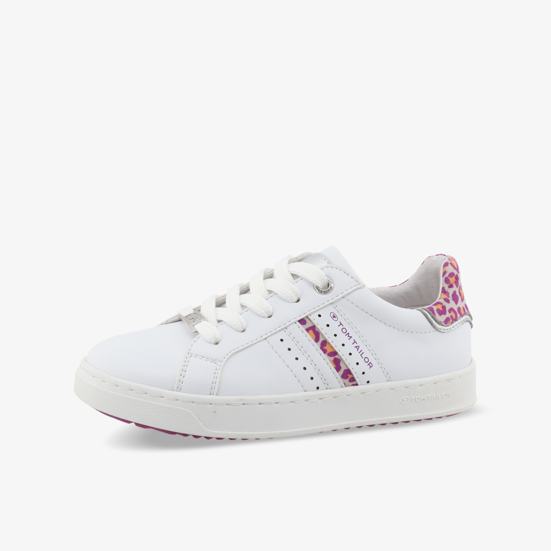 Weißer Sneaker mit seitlichen Streifen und gepolstertem Schaft in modischem sportlichem Design