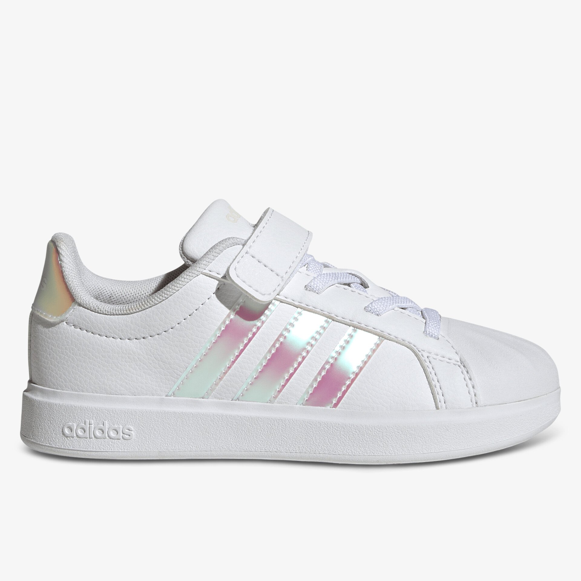 Weißer Sneaker mit seitlichem Klettverschluss und sportlichem Design für bequemen Alltagstragekomfort