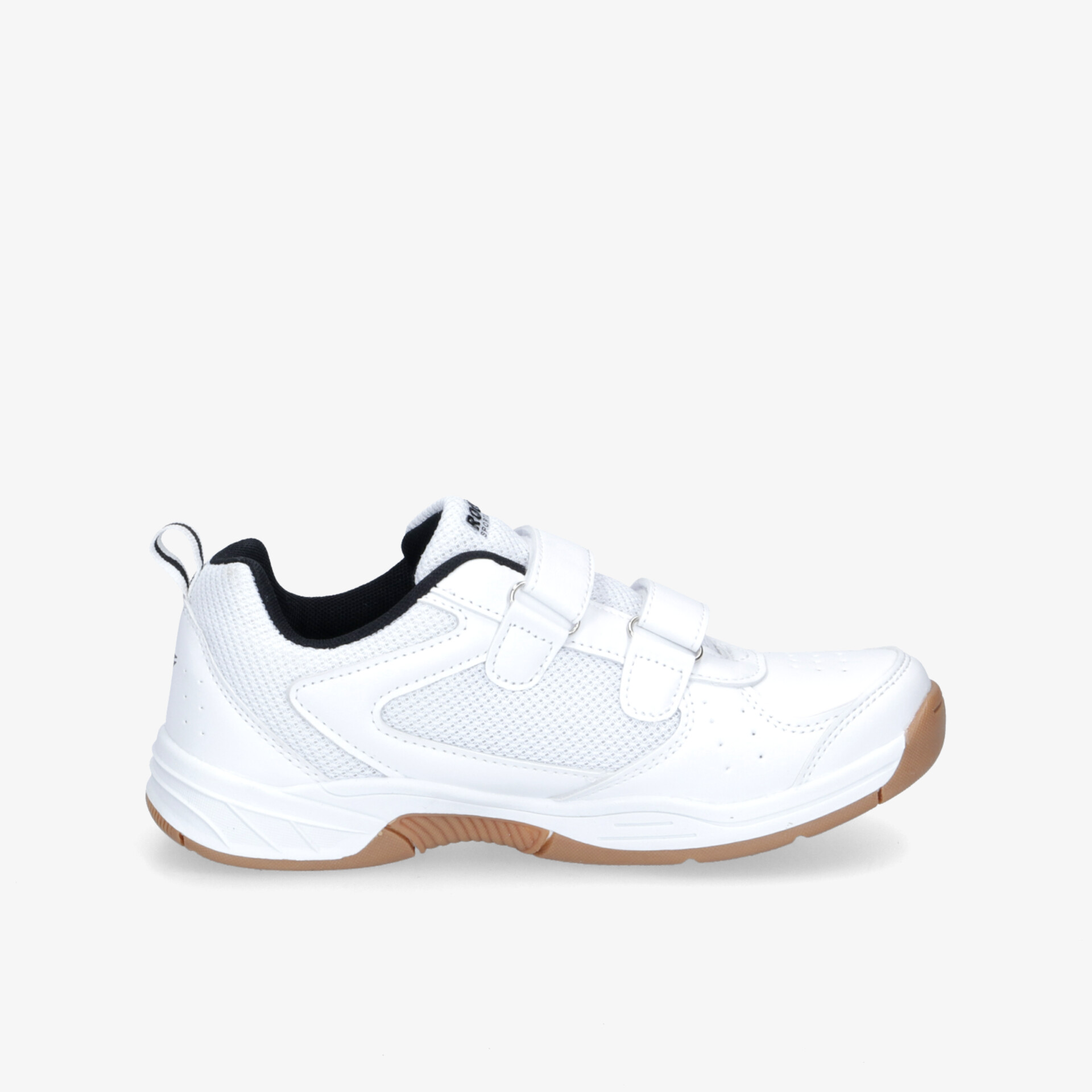 Moderner weißer Sneaker mit Klettverschluss und rutschfester Sohle für optimalen Tragekomfort