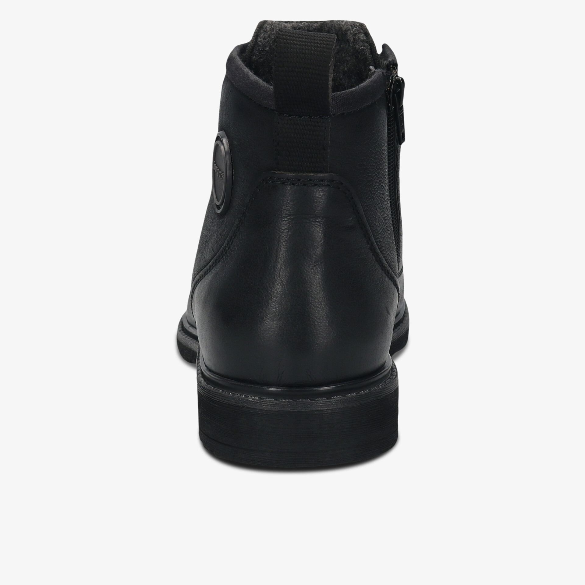 Eleganter schwarzer Stiefel aus robustem Leder mit hochwertiger Verarbeitung und komfortabler Passform, Rückansicht