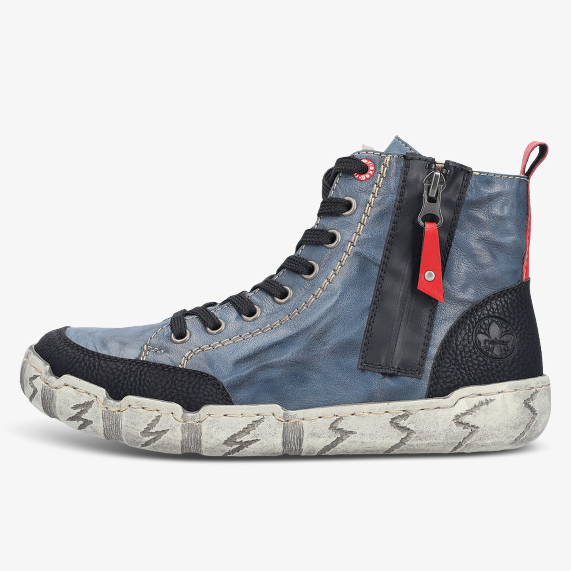 Moderner hoher Sneaker mit robustem Reißverschluss und profilierter Gummisohle, bequeme Schnürung, stylish und komfortabel