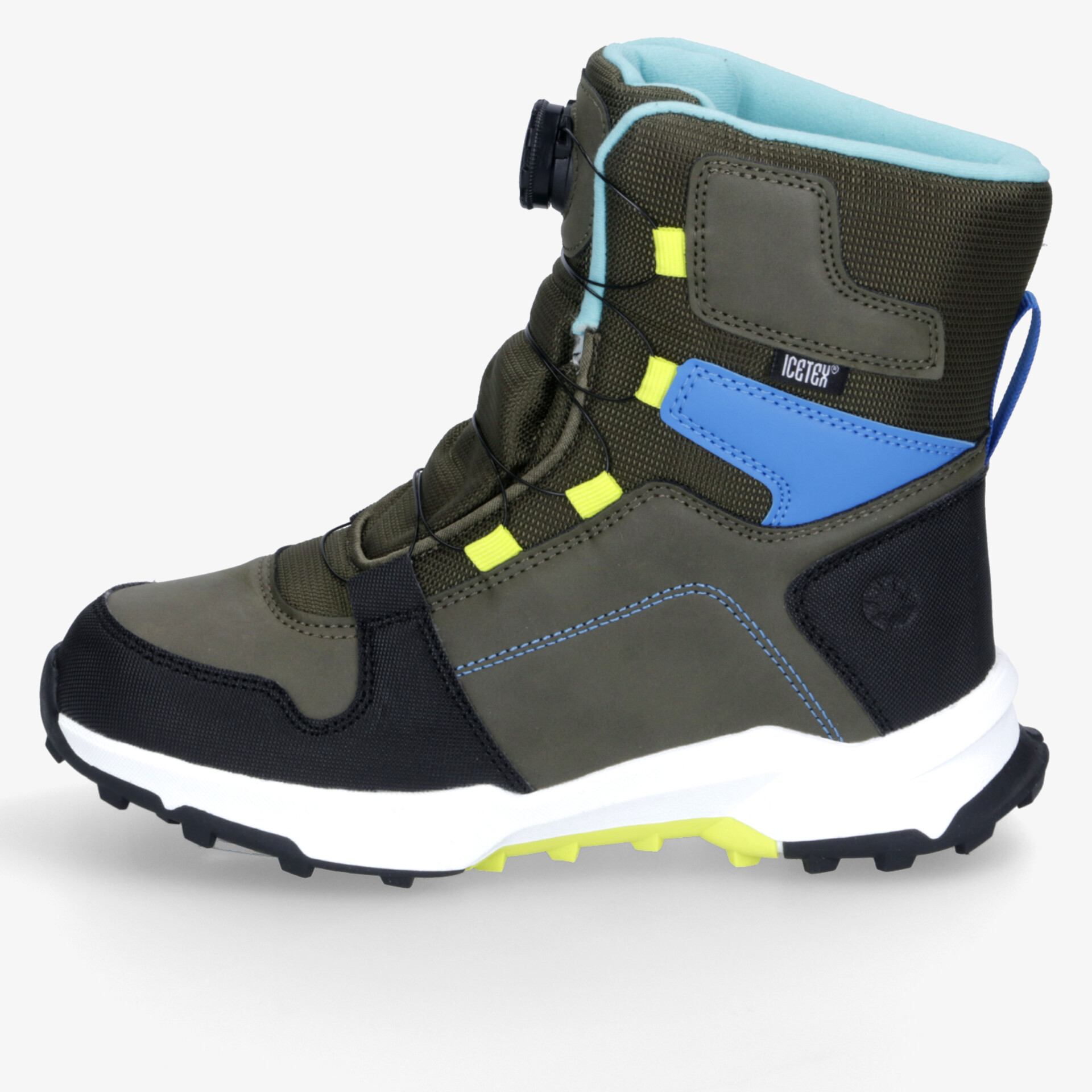 Robuster Stiefel mit isolierendem Futter, wasserdichtem Design und rutschfestem Profil für alle Wetterbedingungen.