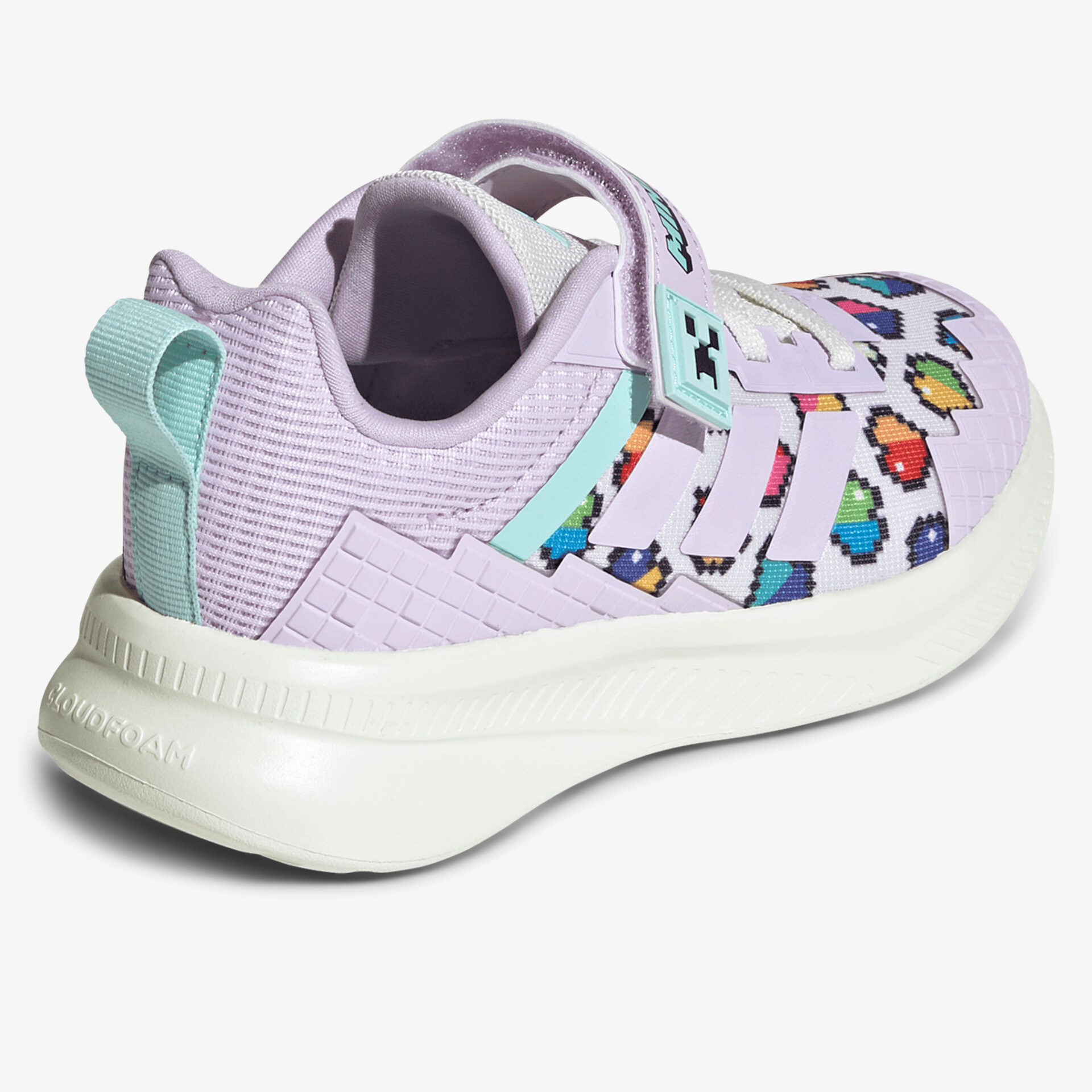 Leichter Sportschuh mit buntem Design und flexiblem, komfortablem Sohlensystem, seitliche Ansicht