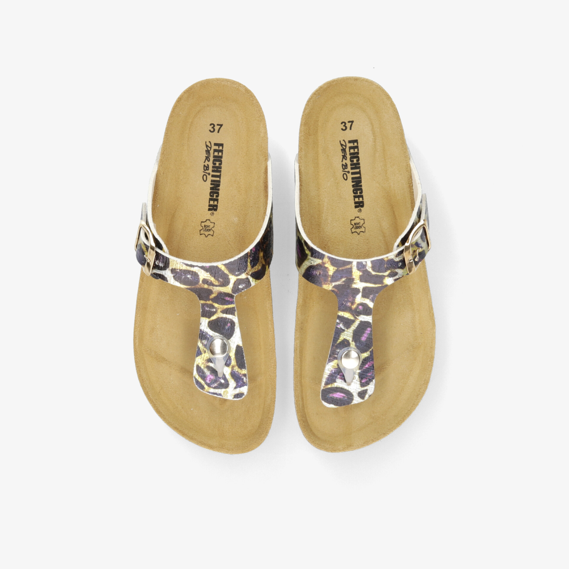 Bequeme Zehentrenner mit weichem Fußbett und verstellbarem Riemen im modischen Leopardenmuster