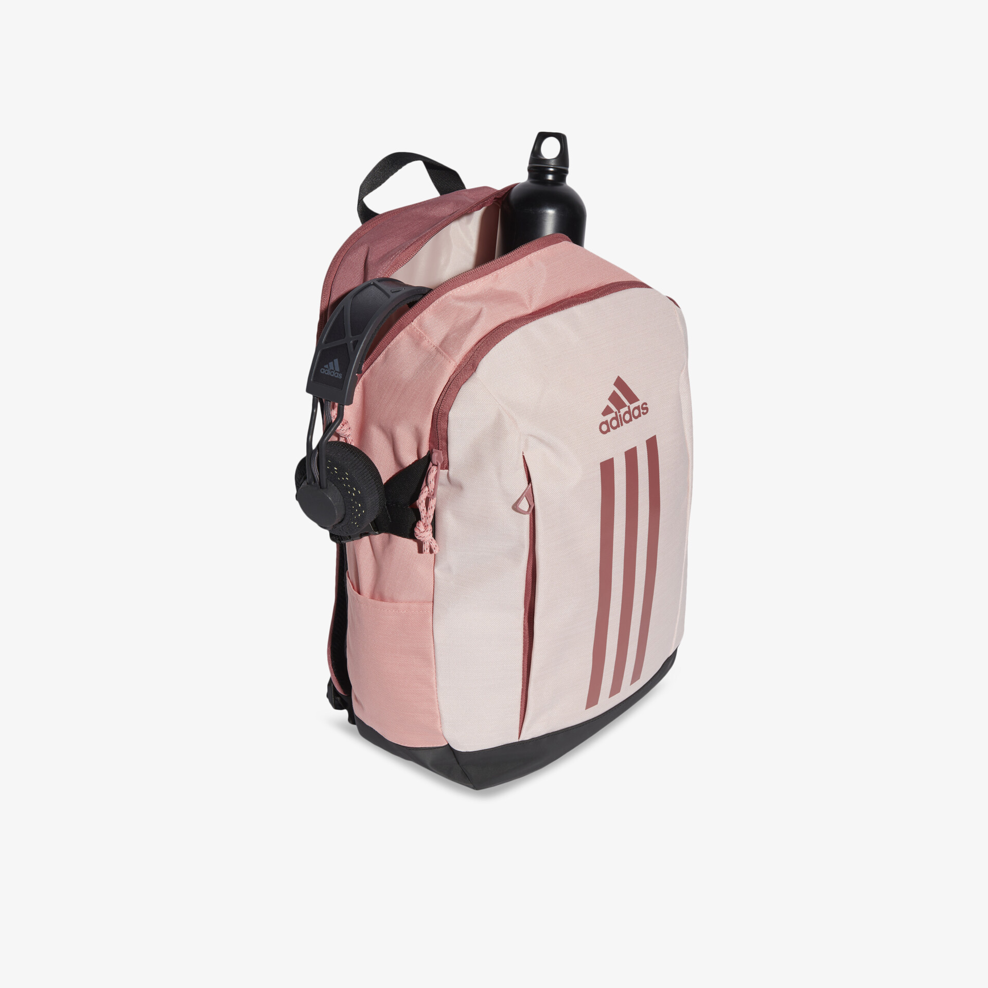 Moderner rosa-schwarzer Rucksack von Adidas mit mehreren Fächern, verstellbaren Trägern und robustem Material