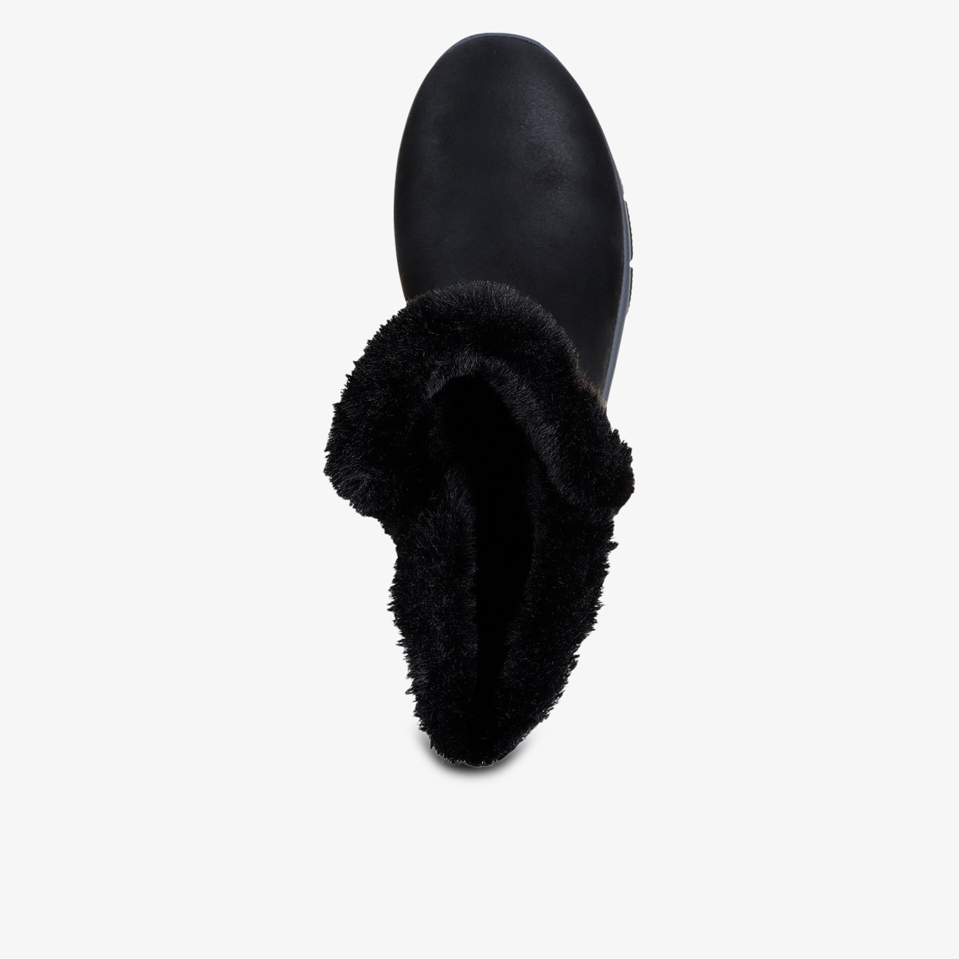 Schwarzer gefütterter Stiefel mit warmem Innenfutter und rutschfester Sohle, komfortabel und langlebig