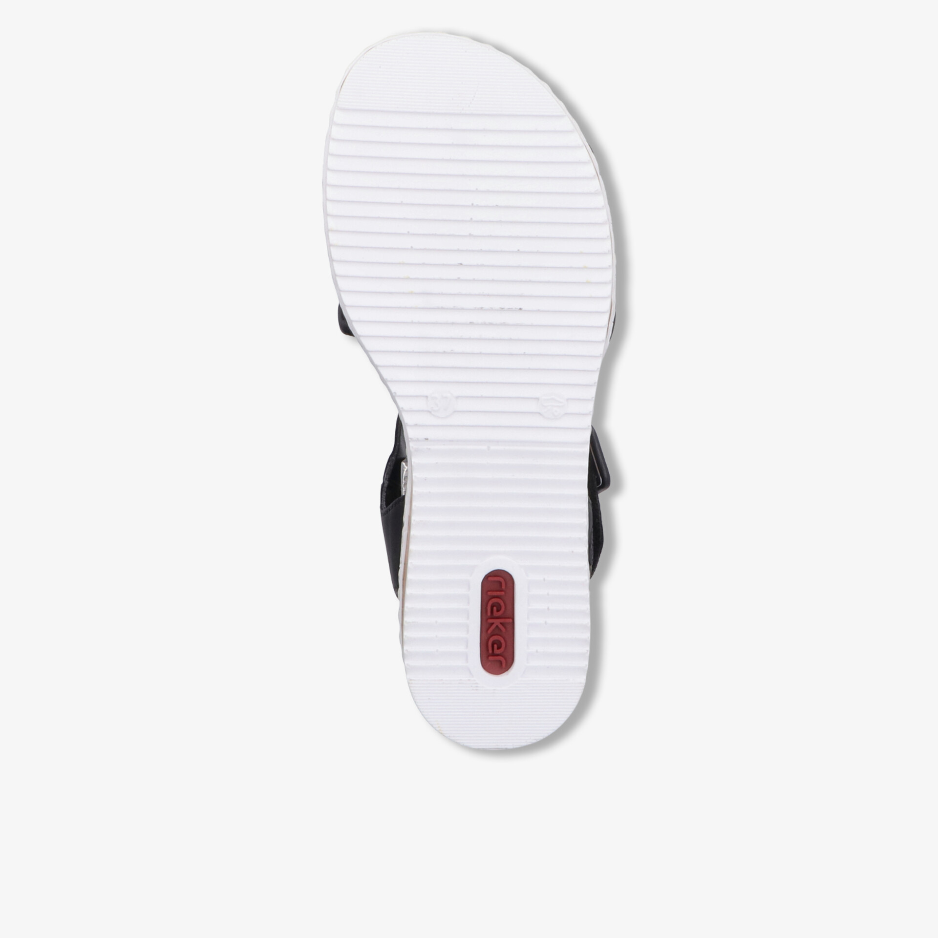 Weiße, profilierte Sohle eines Schuhs mit rutschfester Oberfläche und strapazierfähigem Design