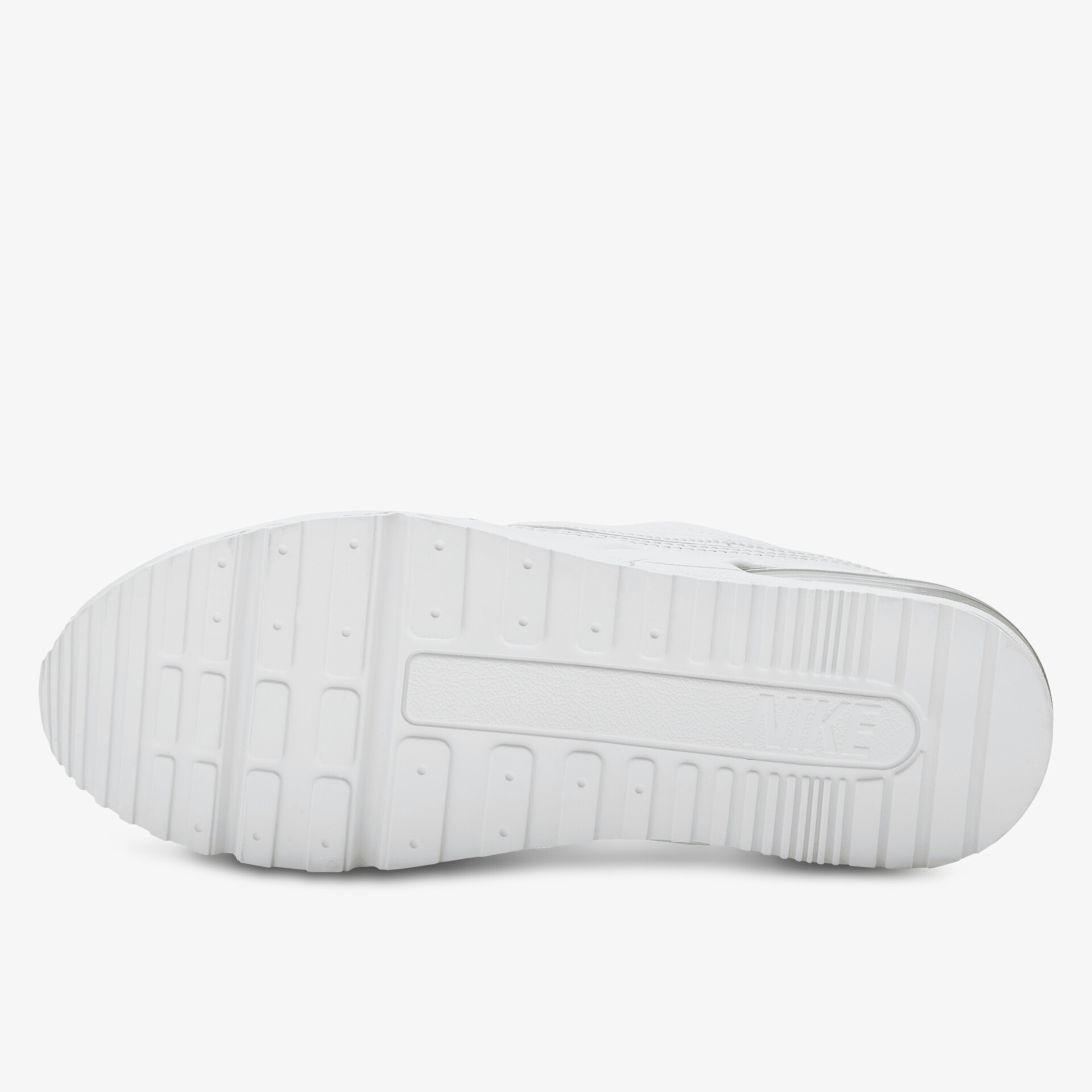 Weiße rutschfeste Sneaker-Sohle mit strapazierfähiger Gummierung, ideal für festen Halt auf verschiedenen Untergründen.