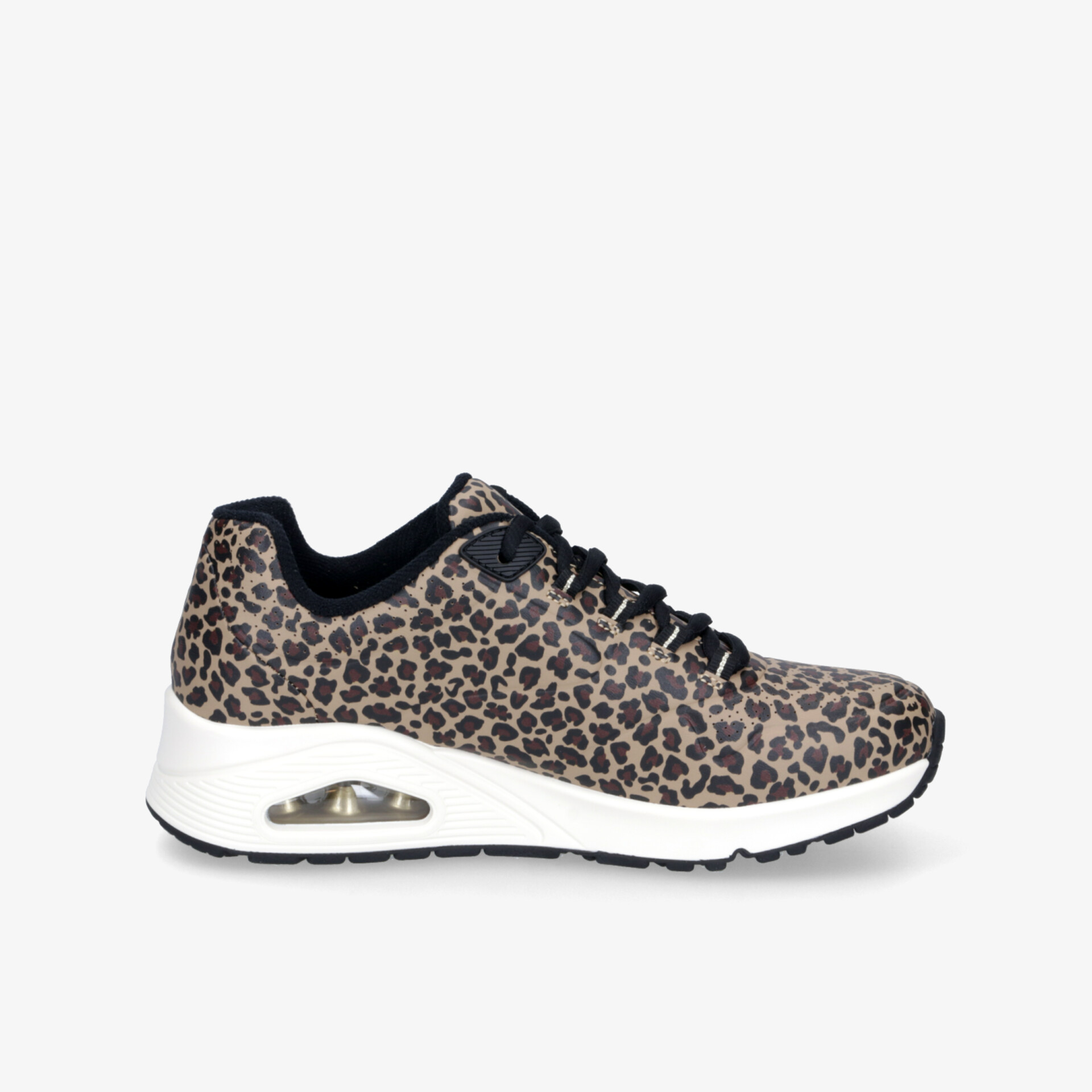 Sportlicher Schuh mit modischem Leopardenmuster und komfortabler weißer Sohle für optimalen Tragekomfort