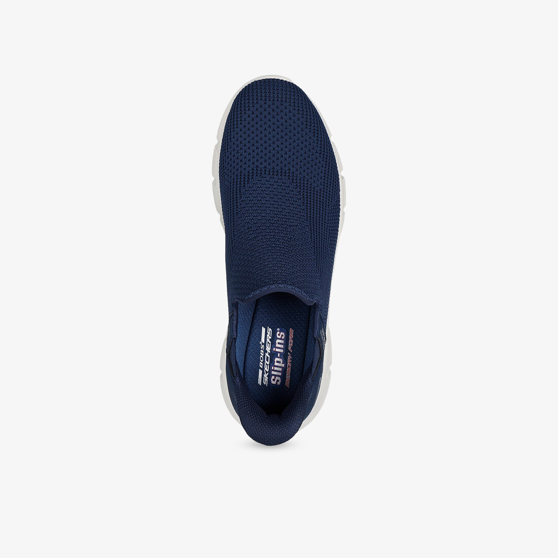 Leichter navy blauer Slip-On Schuh mit atmungsaktivem Obermaterial und rutschfester Sohle in Draufsicht