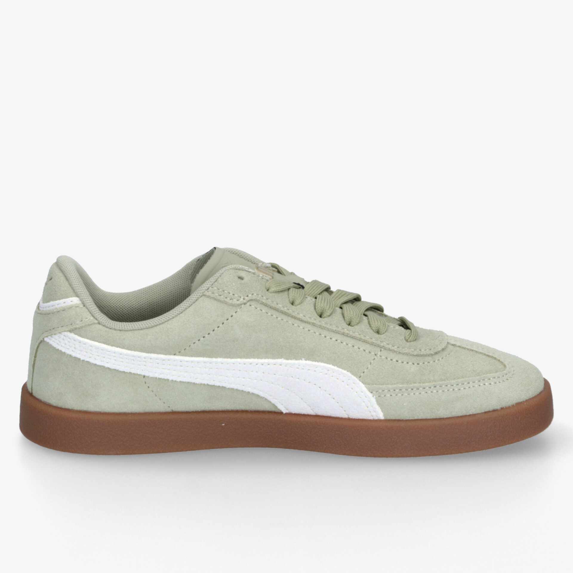 Leichter Sportschuh in Grau mit Weißen Details und brauner rutschfester Sohle, komfortabel und modern im Design