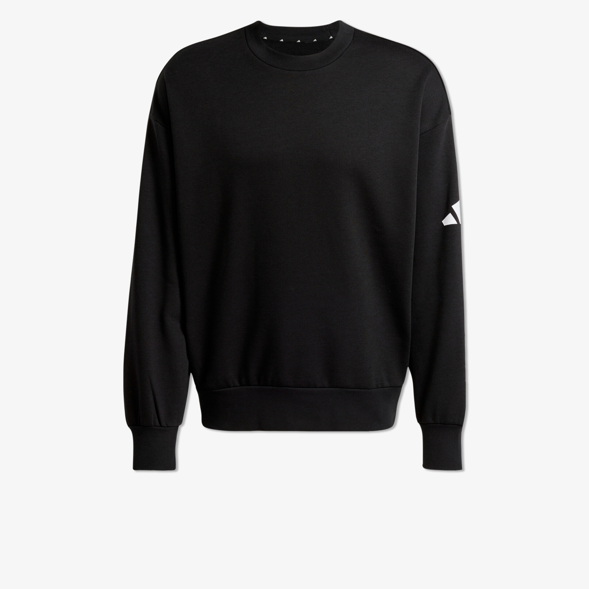 Schwarzer langärmliger Pullover mit Rundhalsausschnitt und elastischen Bündchen, bequem und klassisch