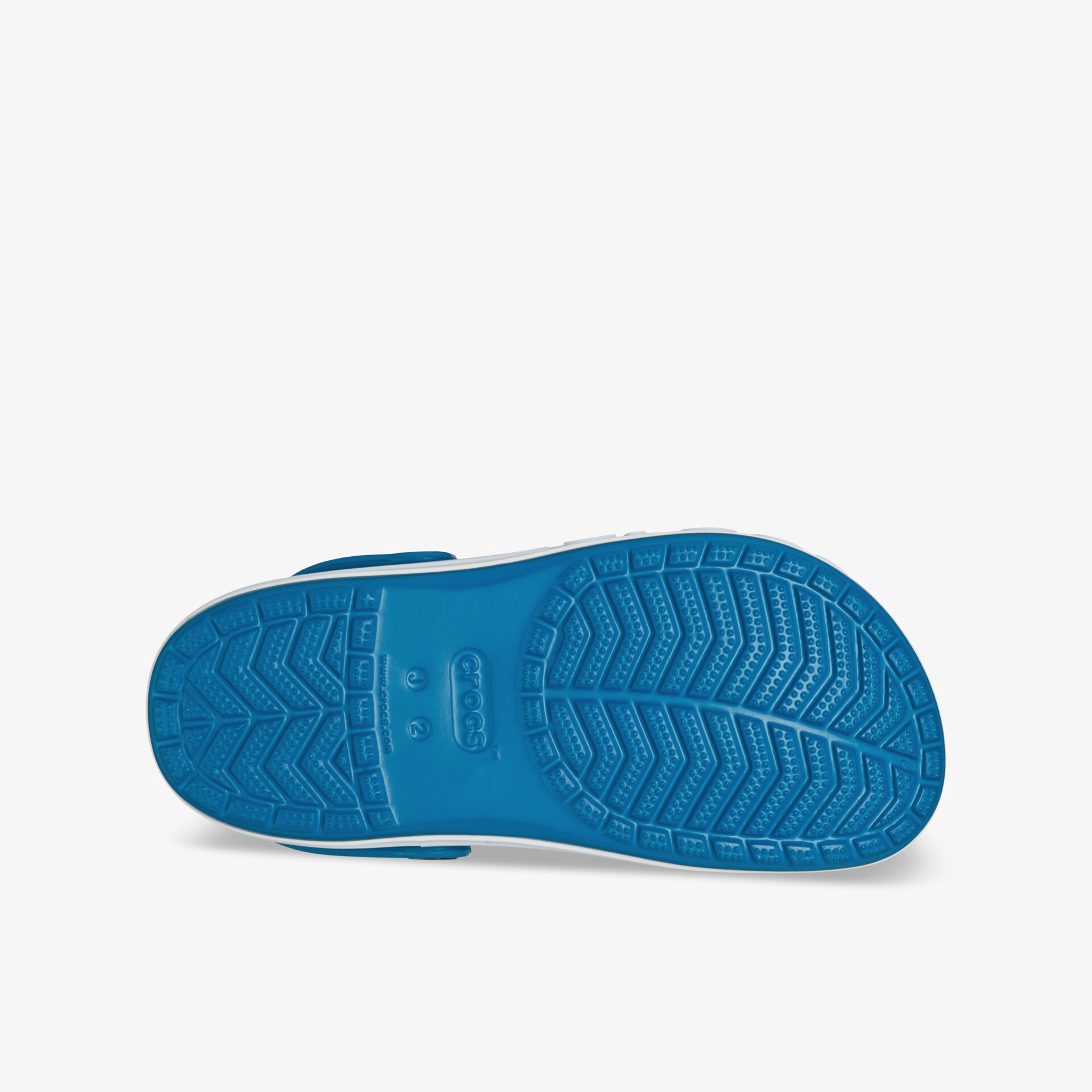 Robuste und rutschfeste blaue Schuhsohle mit tiefem Profil für optimalen Halt und Komfort