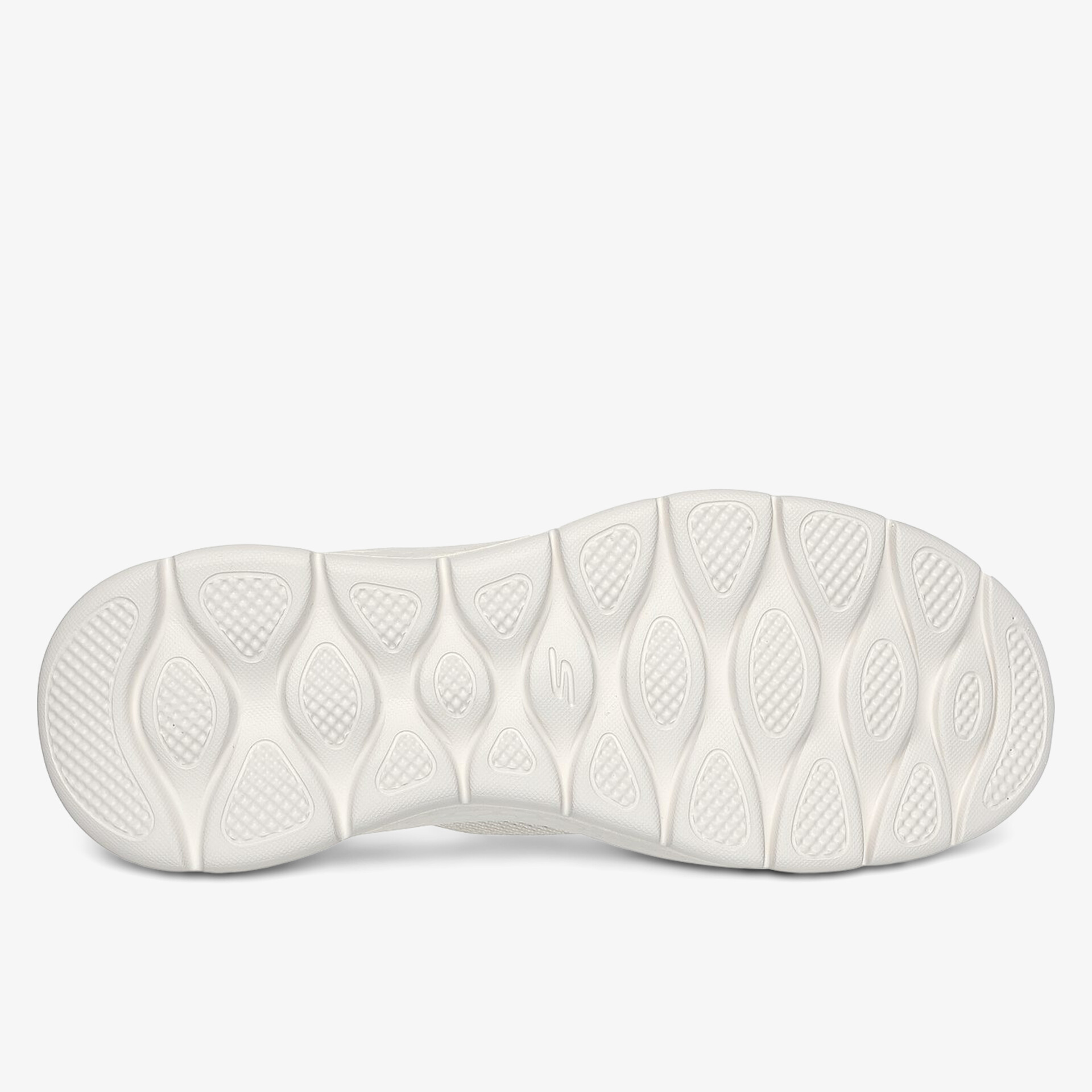 Weiße Schuhsohle mit rutschfester Struktur und langlebigem Material für optimalen Komfort.