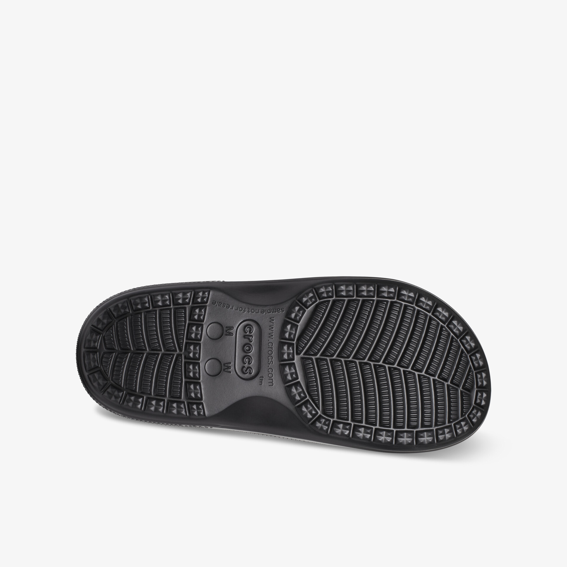 Schwarz profilierte Gummisohle eines Schuhs, robuste rutschfeste Laufsohle für sicheren Halt