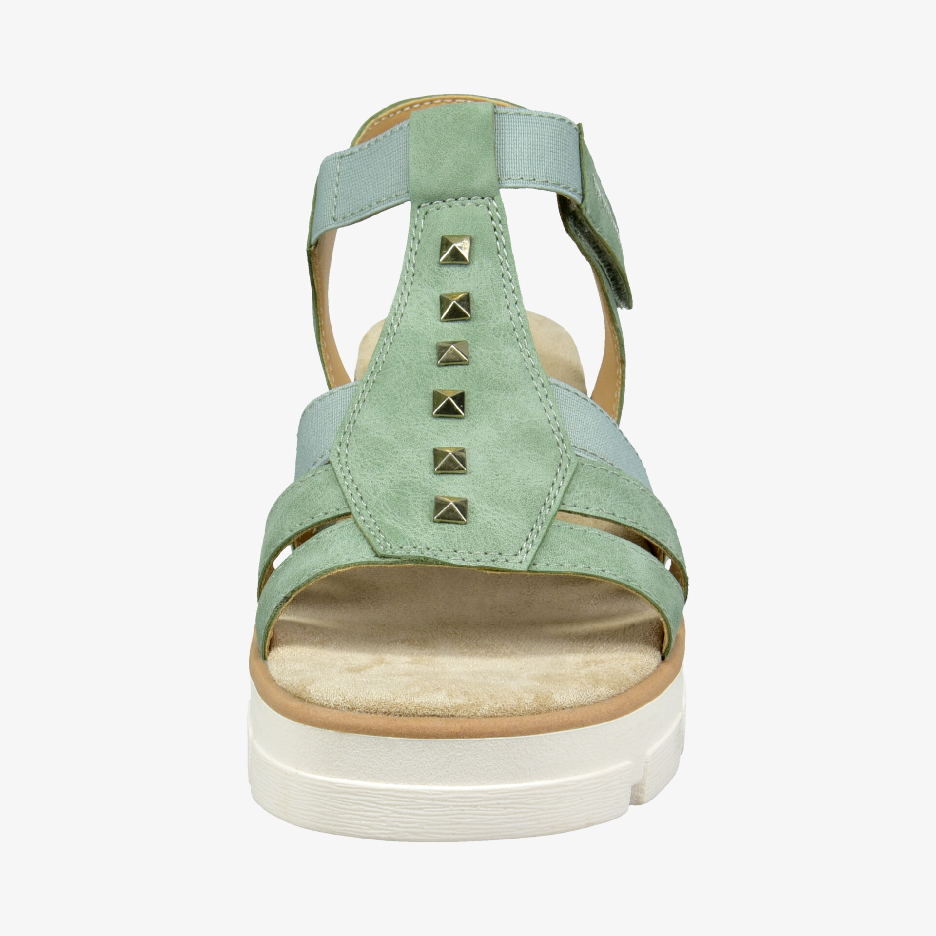 Mintgrüne Sandale mit verstellbarem Riemchendesign und modischen Nieten, bequeme gepolsterte Sohle