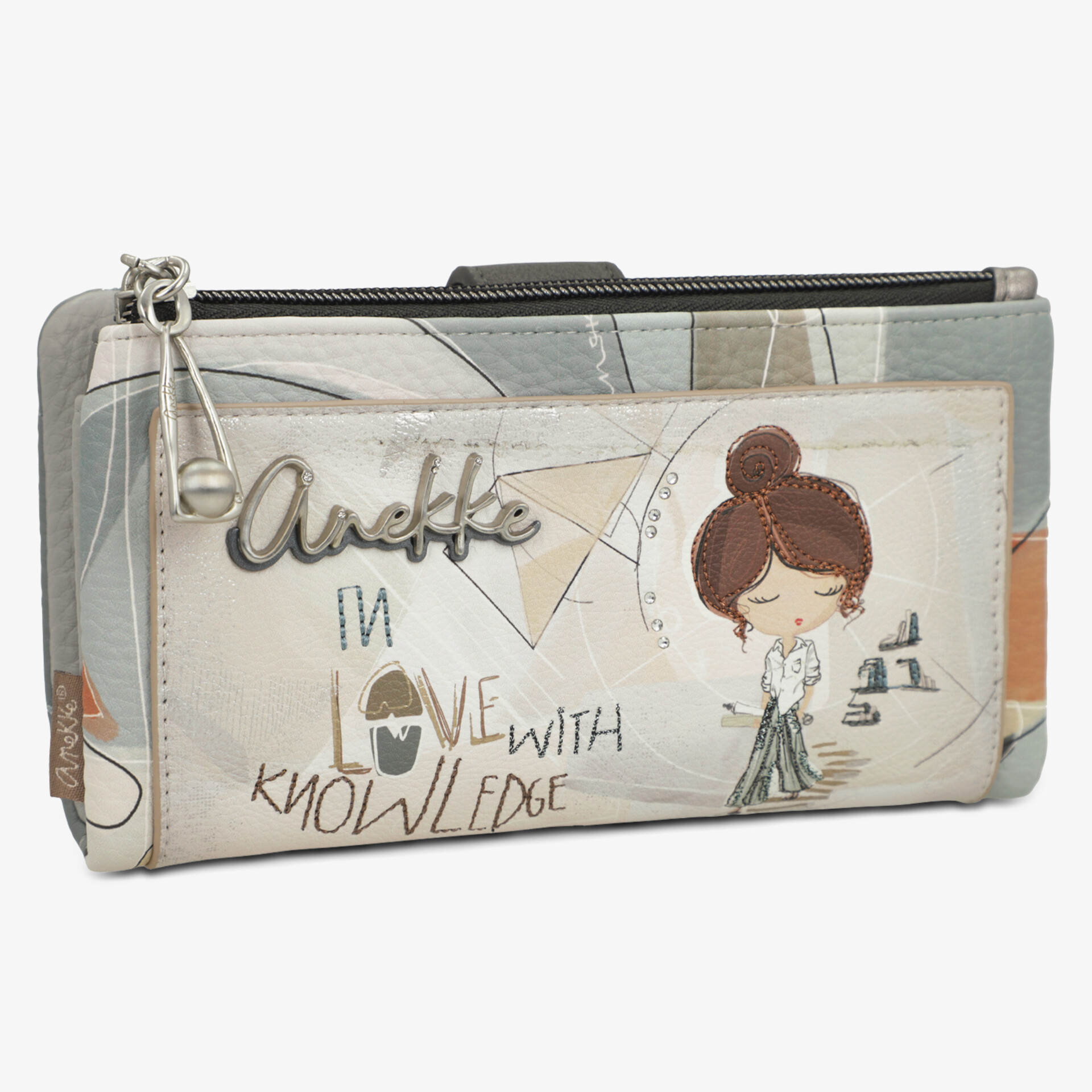 Kompaktes Portemonnaie mit Reißverschluss und stilvollem Cartoon-Design in weichem Material