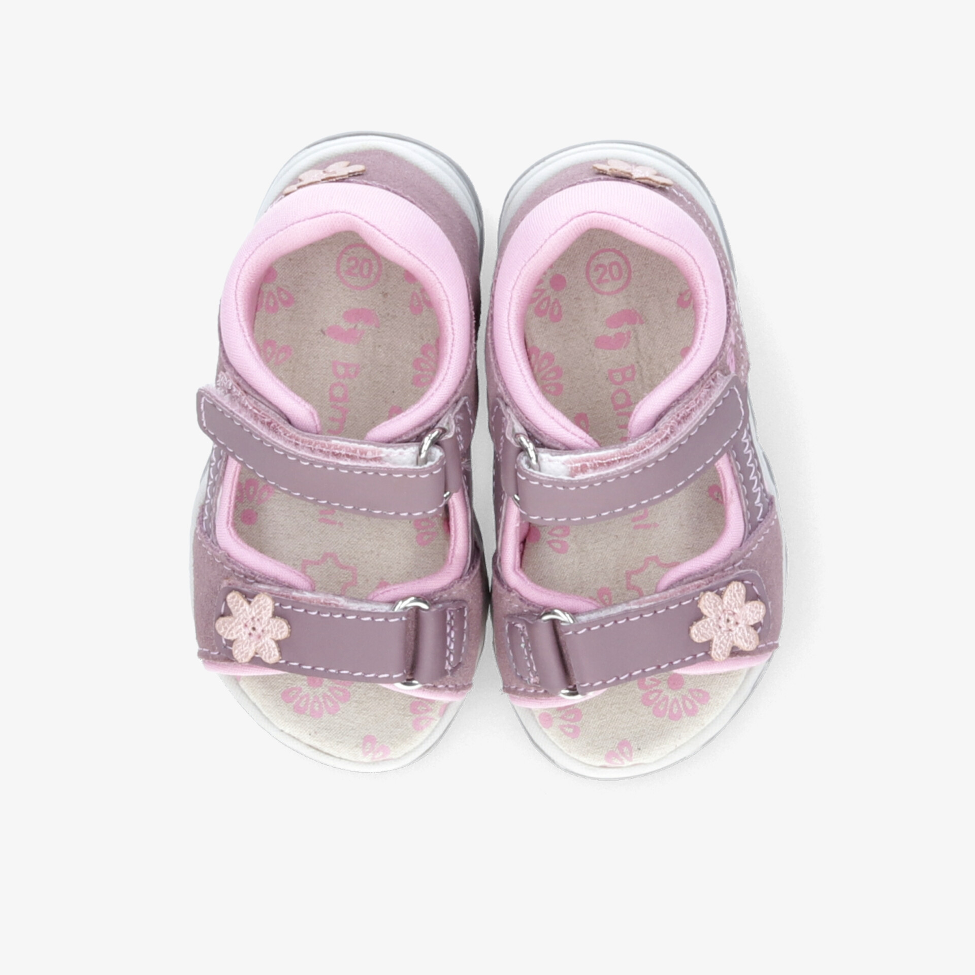 Bequeme rosa Kinder Sandalen mit verstellbarem Klettverschluss und dekorativer Blüte, ideale Sommerschuhe