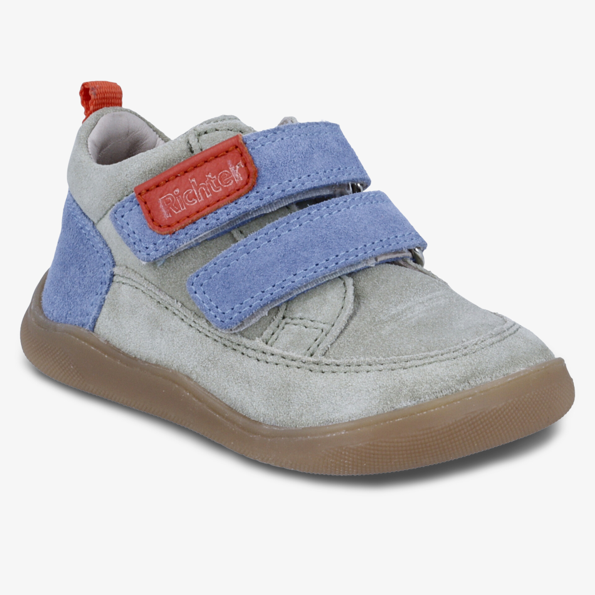 Moderner Schuh mit blau-grauem Design und flexibler Sohle für optimalen Tragekomfort