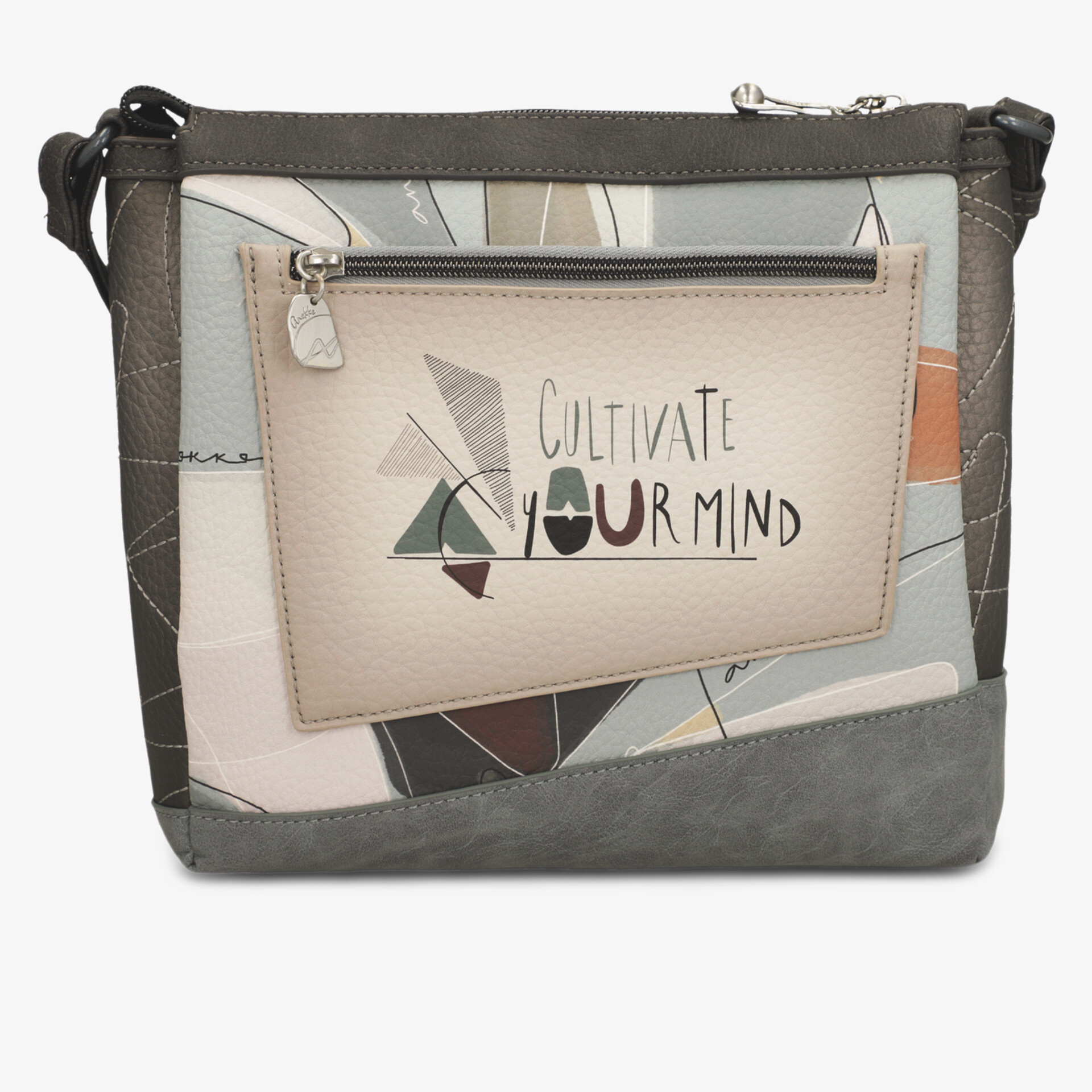 Moderne Umhängetasche mit geometrischem Muster und praktischem Reißverschluss, ideal für Alltag und Freizeit