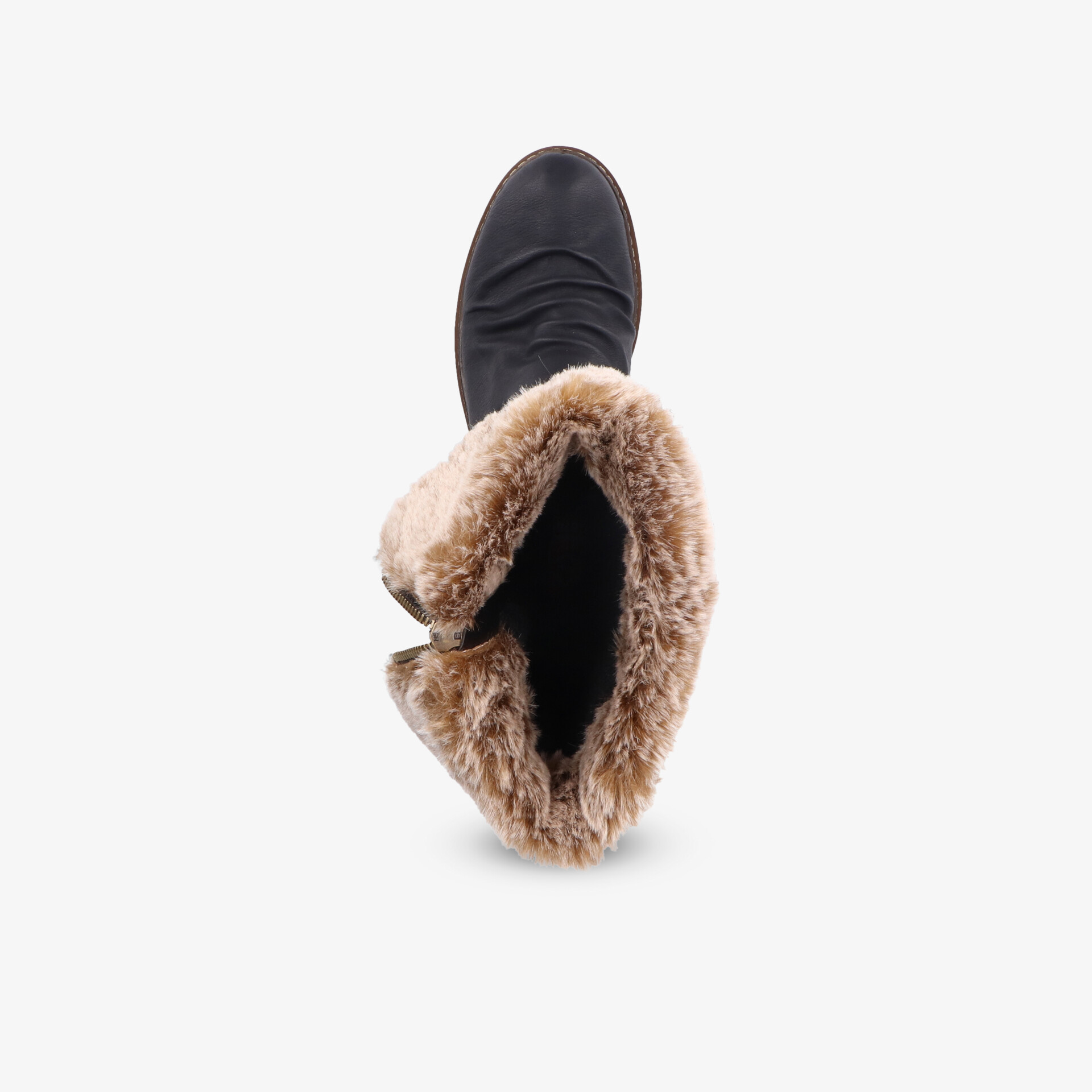 warmer schwarzer Winterstiefel mit weicher Fellinnenfütterung und robustem Material für sicheren Halt