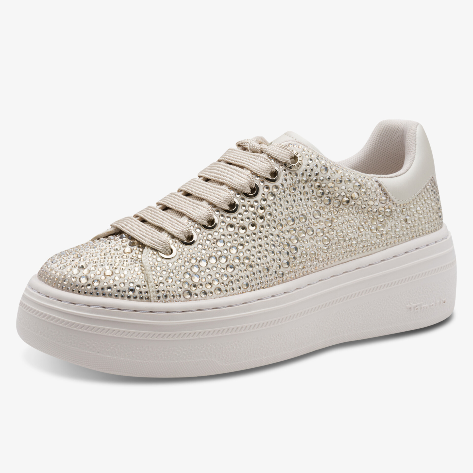 Plateausneaker mit strassbesetztem Obermaterial und bequemer, dicker Sohle für stylischen Komfort