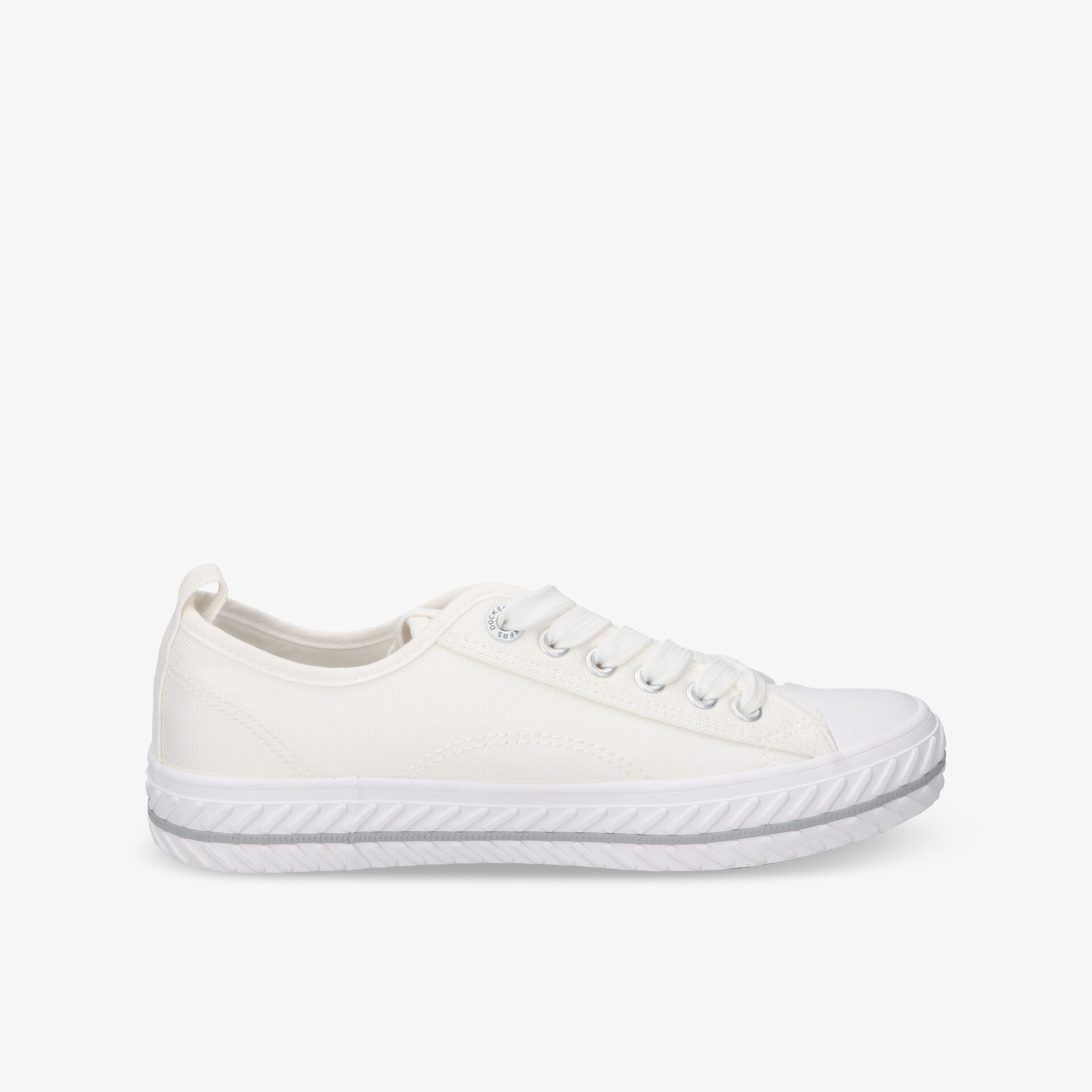 Klassischer weißer Sneaker aus Canvas mit niedrigem Profil, ideal für lässigen Alltagslook und Komfort.