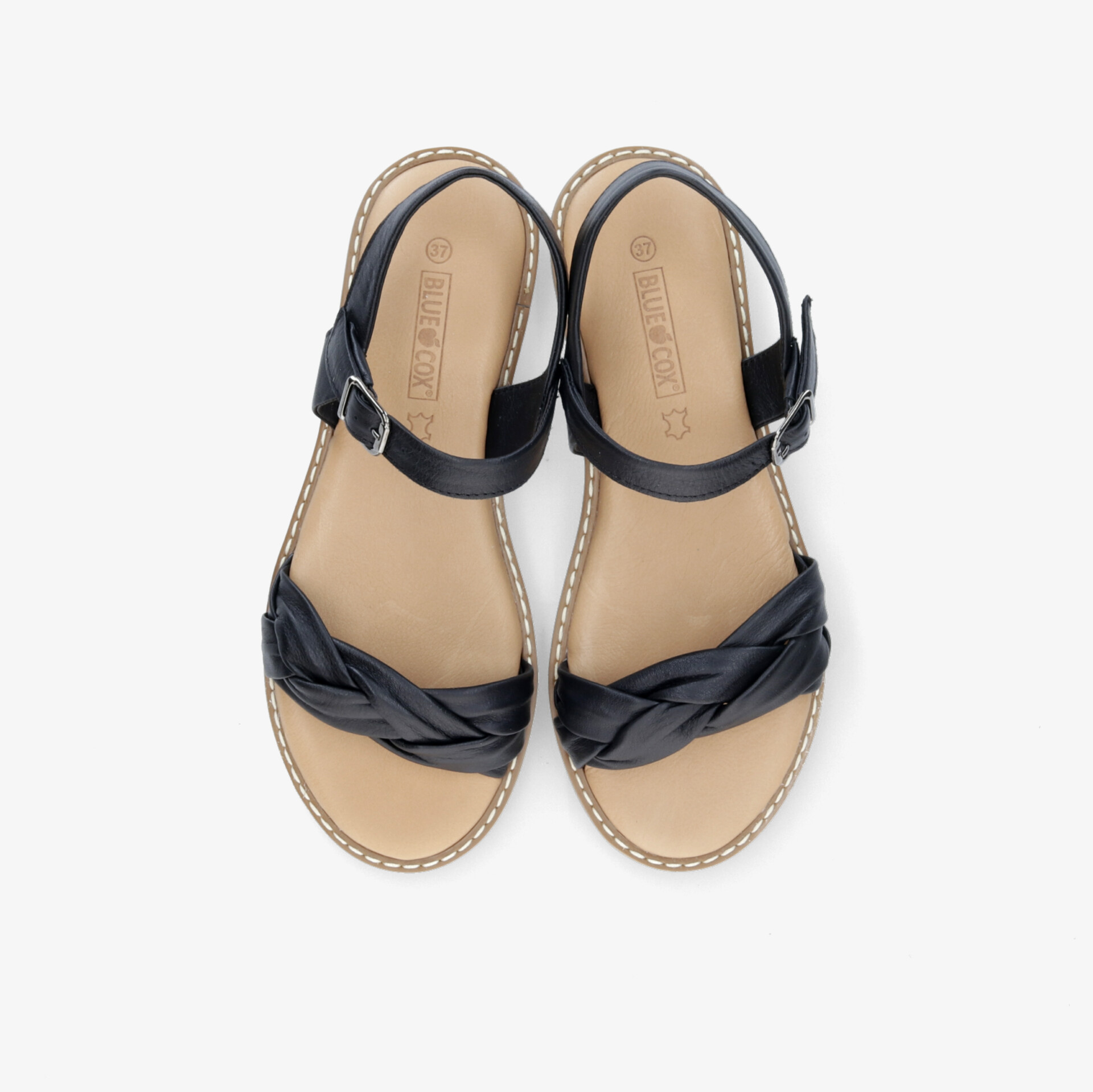 Elegante Ledersandalen mit verstellbarem Riemen und geflochtenem Design, perfekt für jeden Anlass.