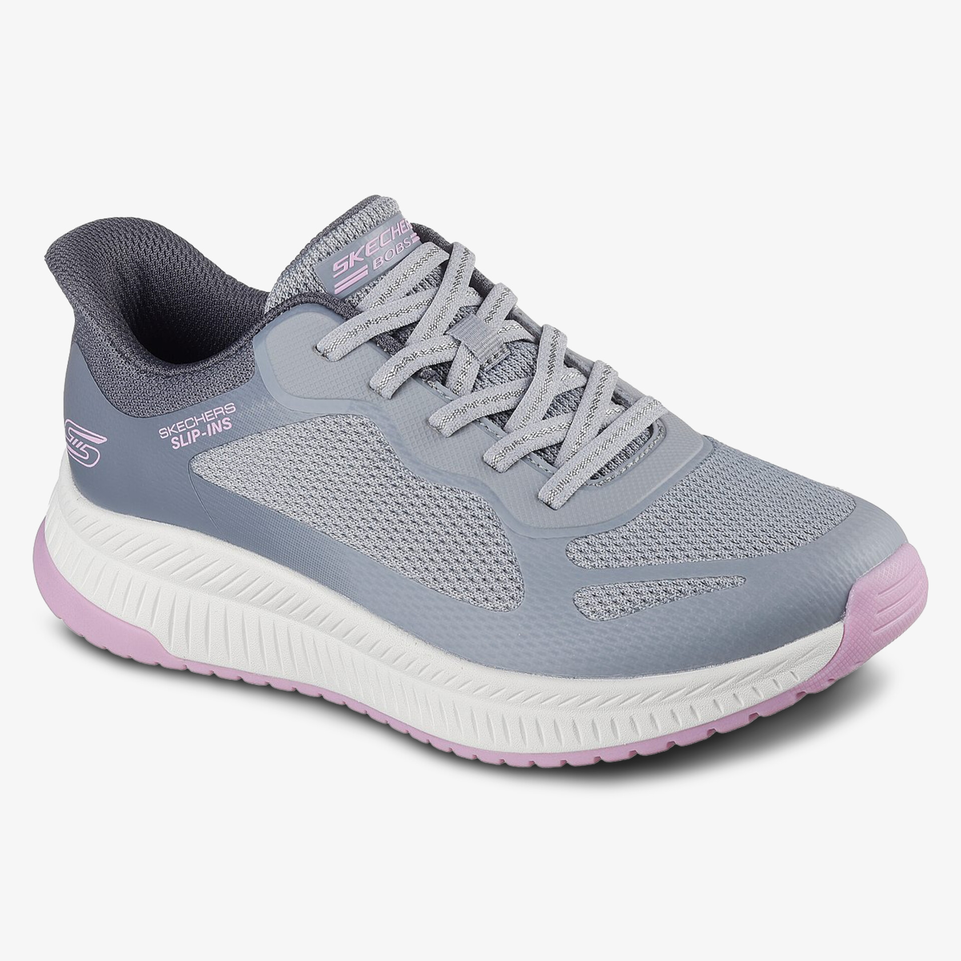 Bequemer, atmungsaktiver Sportschuh in Grau mit rosa Details und stabiler Sohle für optimalen Halt.